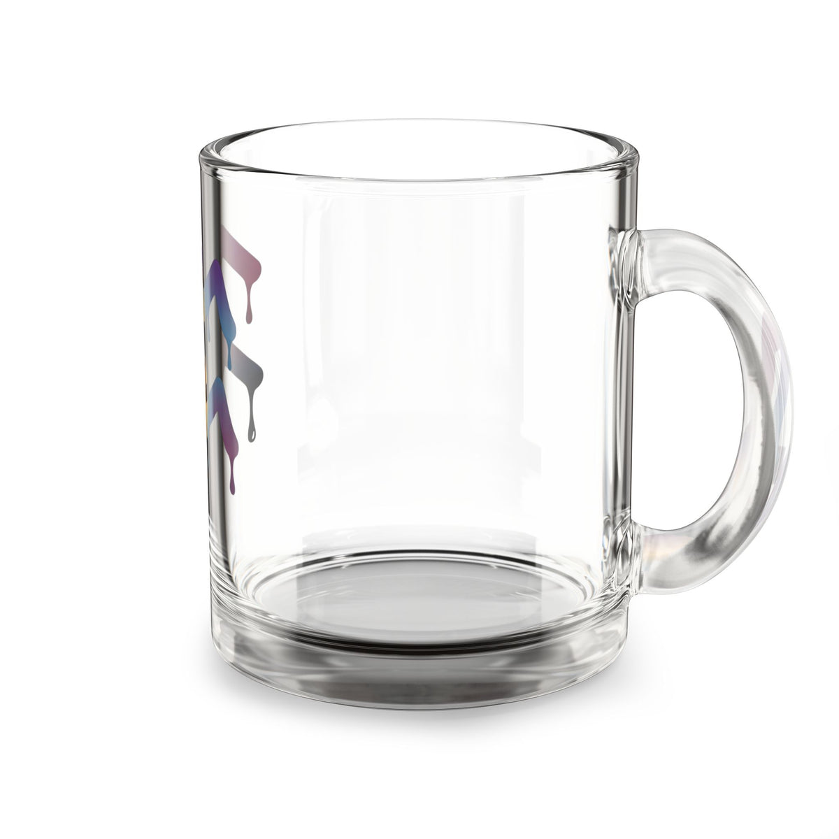 Aquarius 10oz Glass Mug — Dripping Rainbow Chevron Design