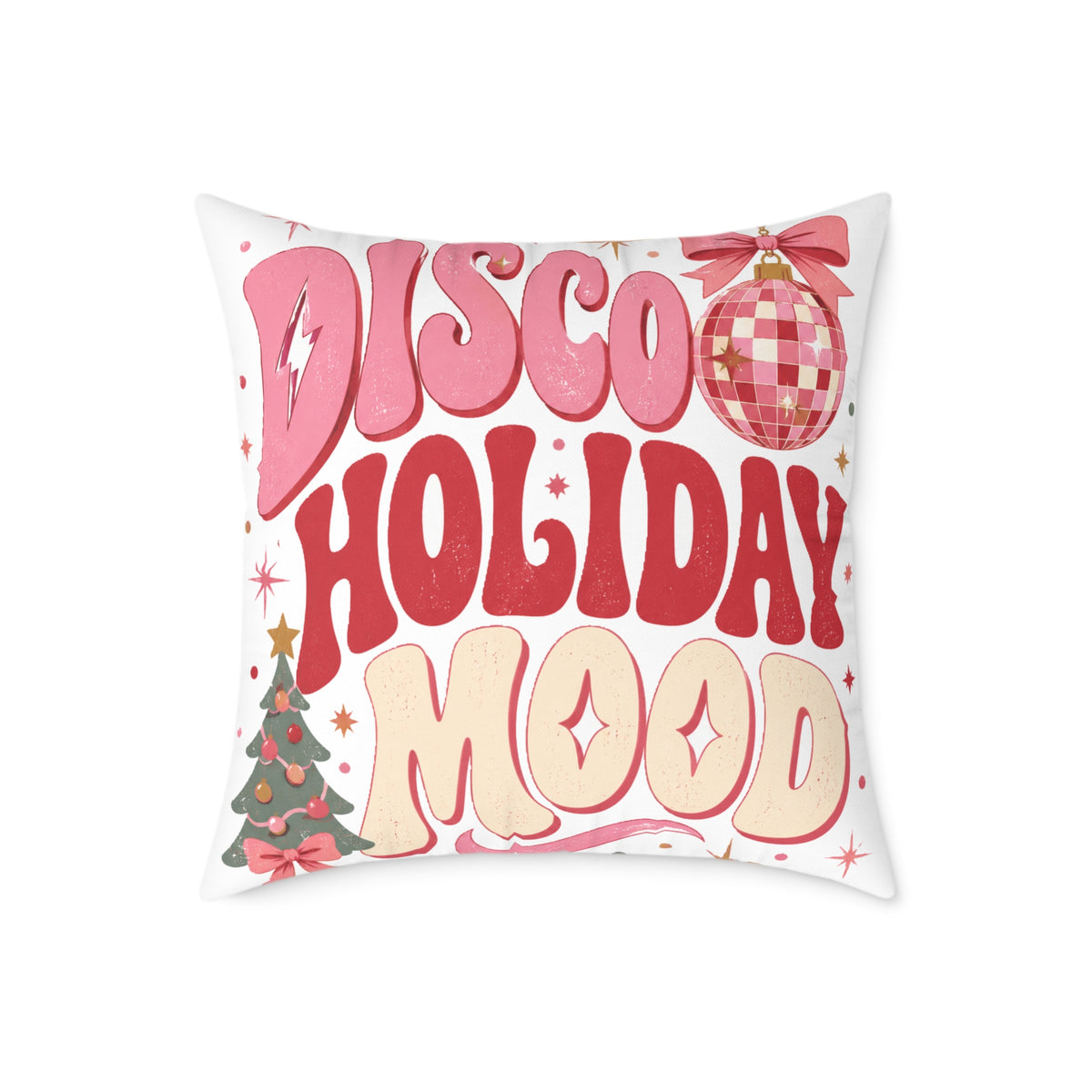 Modern Day Christmas Disco Holiday Mood Square Poly Canvas Pillow