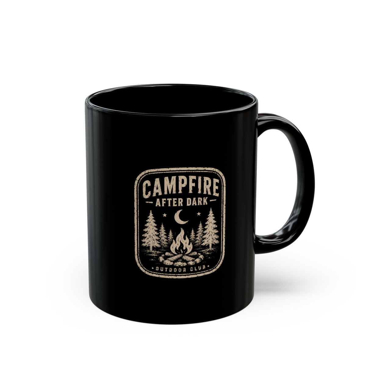Milo Bailey Dog Dad Mom Campfire After Dark Black Mug – Rustic Camping Coffee Cup