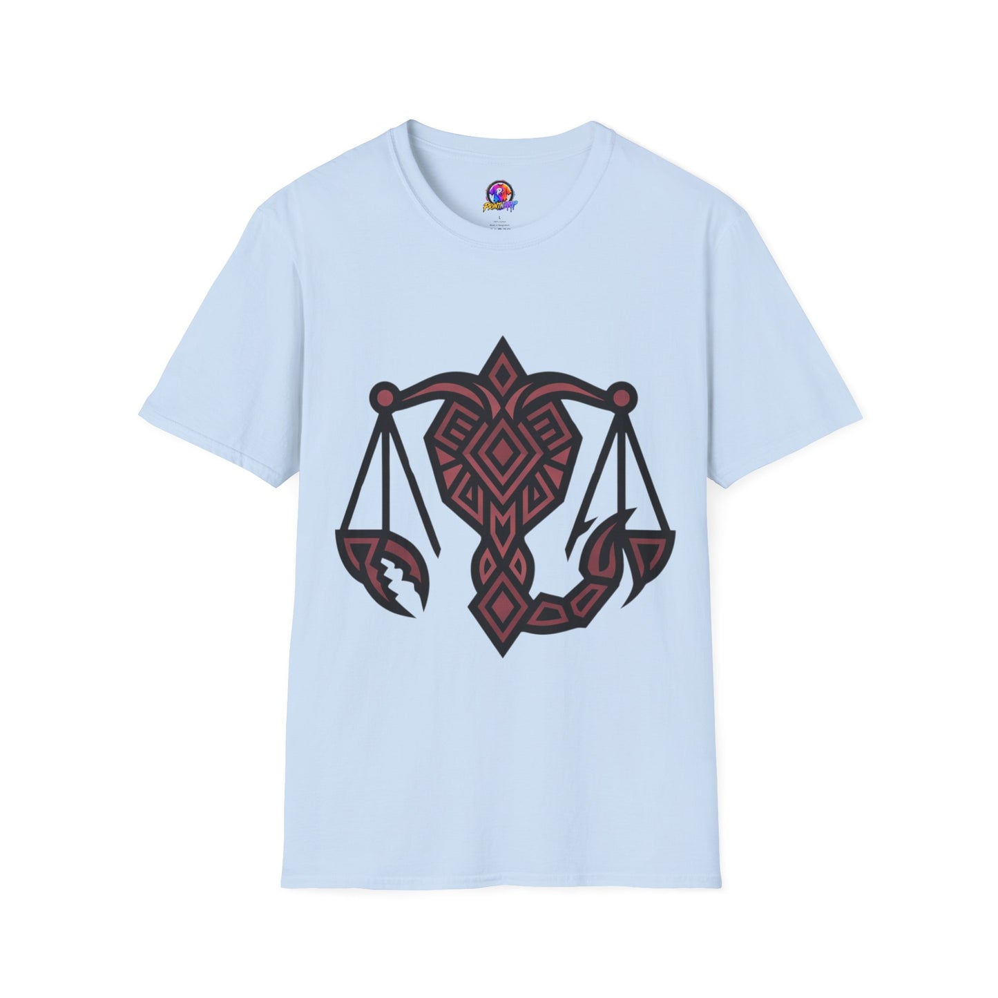 Libra Scales Graphic T‑Shirt — Tribal Zodiac Balance Design