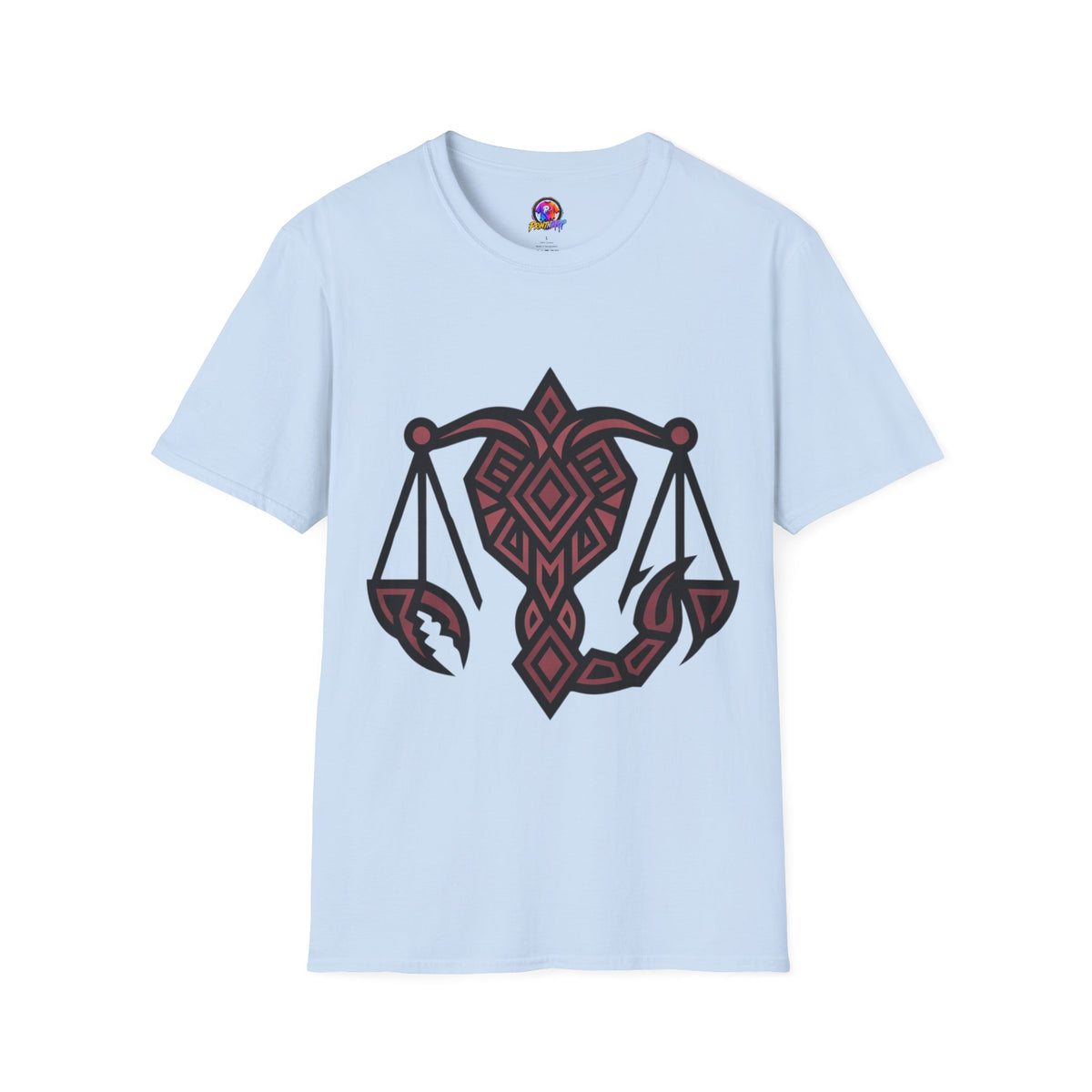 Libra Scales Graphic T‑Shirt — Tribal Zodiac Balance Design