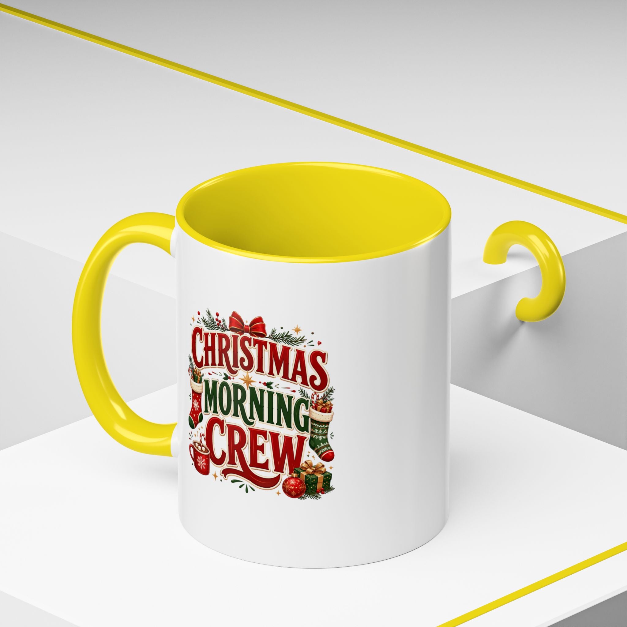 Christmas Morning Crew Accent Coffee Mug – Holiday Coffee Cup