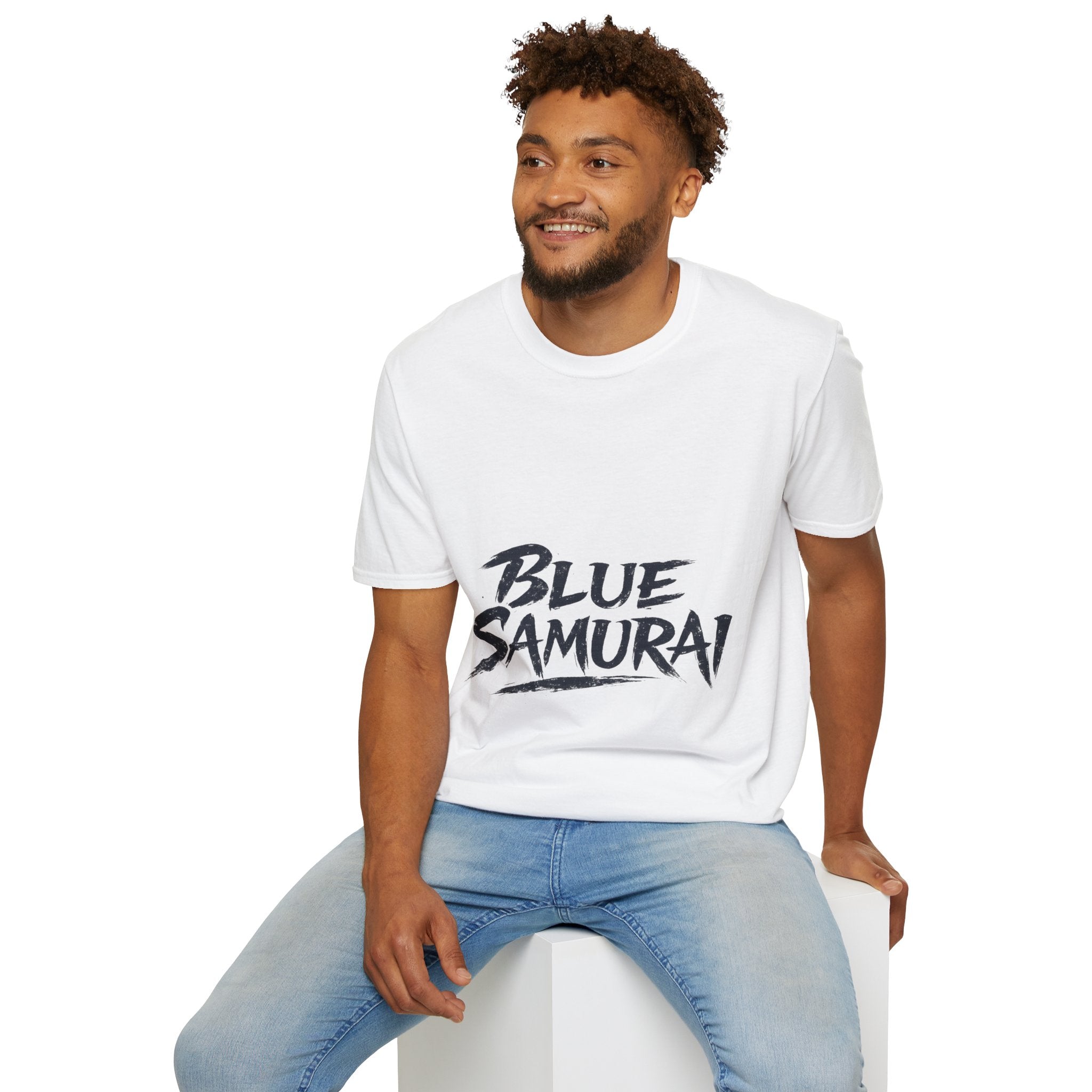 Japan Blue Samurai T-Shirt — Bold Brushstroke Graphic Tee