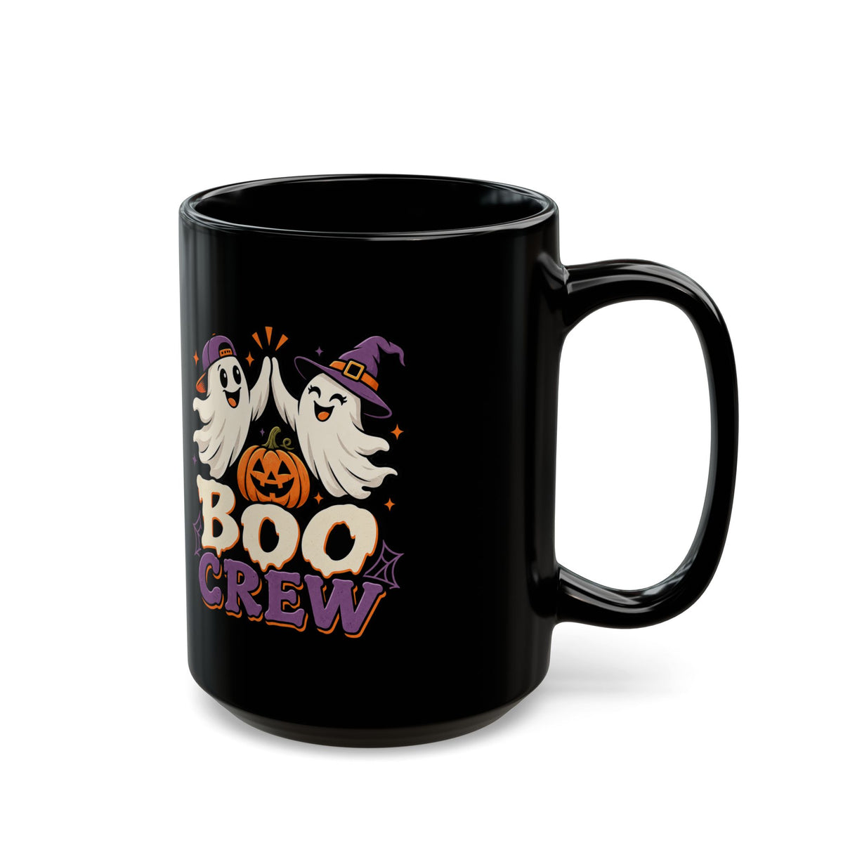 Halloween Boo Crew Mug — Black Ceramic Coffee Cup (11oz, 15oz)