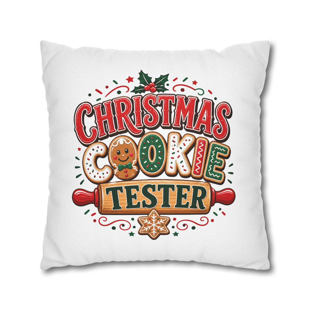 Christmas Cookie Tester Pillowcase — Holiday Decorative Throw Pillow Cover