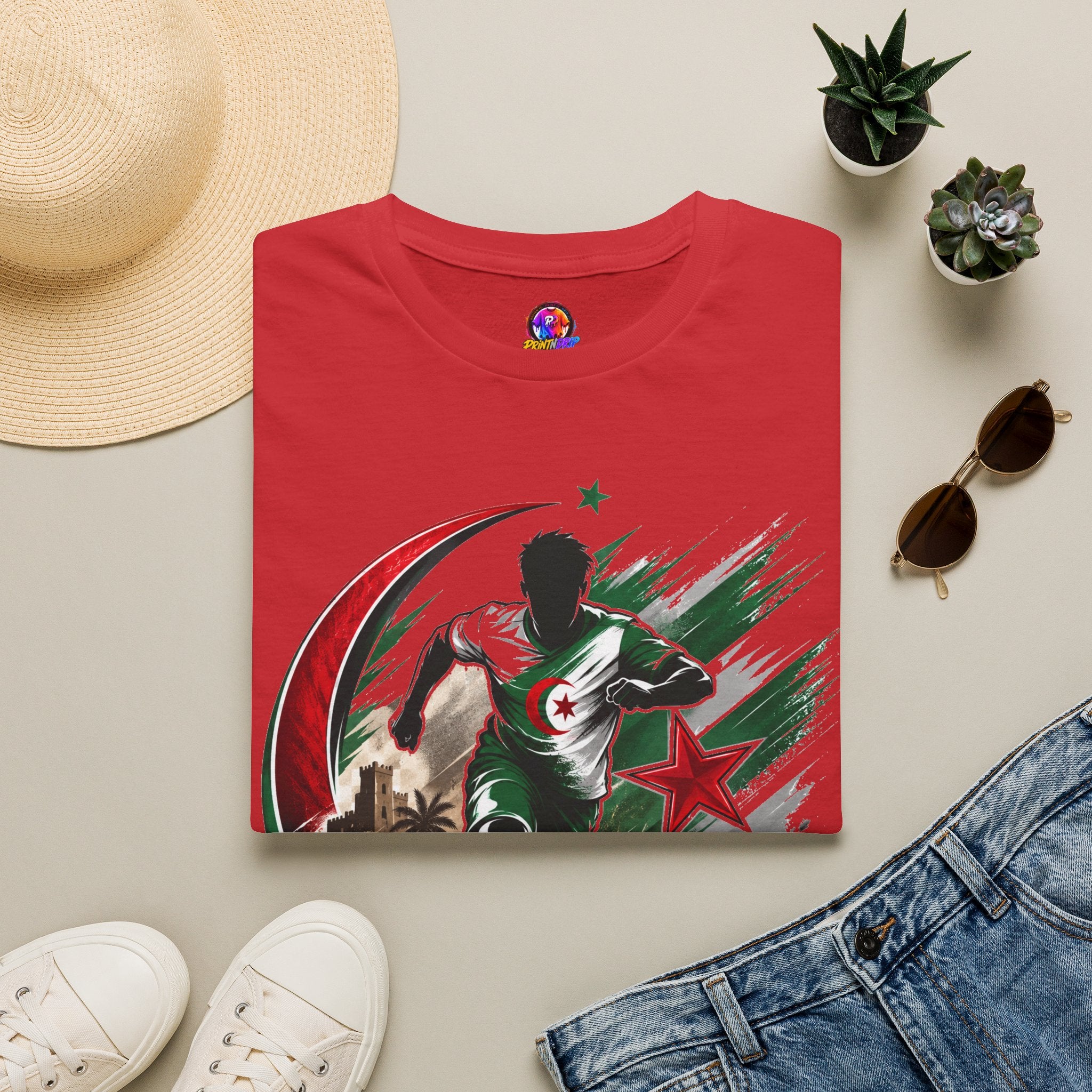 Algeria Football Fan Tee — "Green Desert Fire" Soccer Shirt