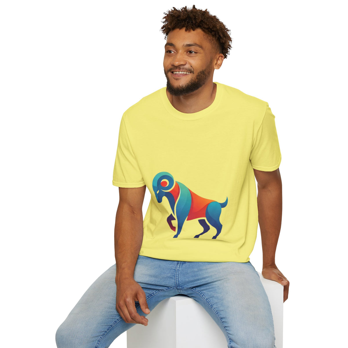 Aries Zodiac  Colorful Ram T-Shirt — Abstract Multicolor Aries Graphic Tee