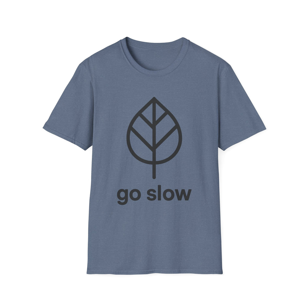 "Go Slow" Minimalist Leaf Graphic Tee - Aesthetic Slow Living Mindfulness White T-Shirt - Trending Now - September 2026