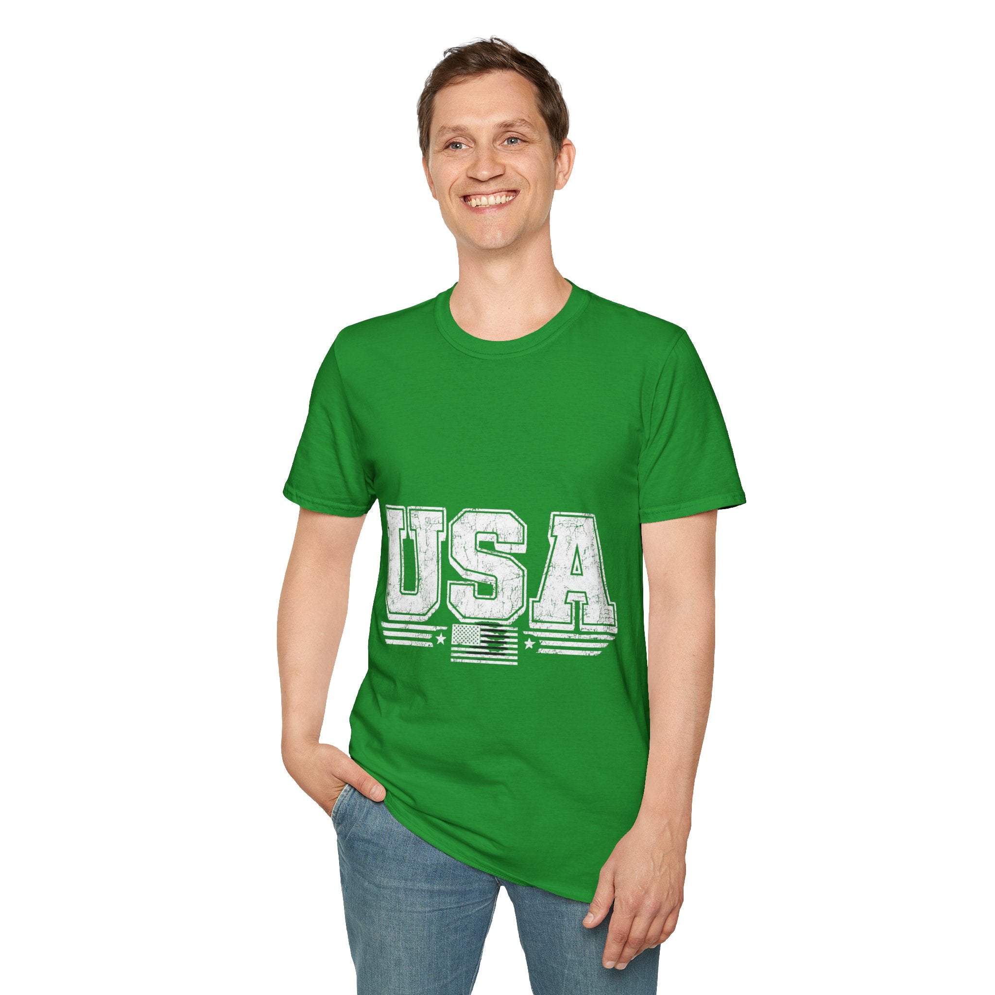 USA Vintage Block T-Shirt — Patriotic Americana Graphic Tee