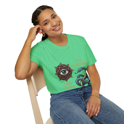 Scorpio “I See Everything” Zodiac T‑Shirt — Astrological Snake & All‑Seeing Eye Design