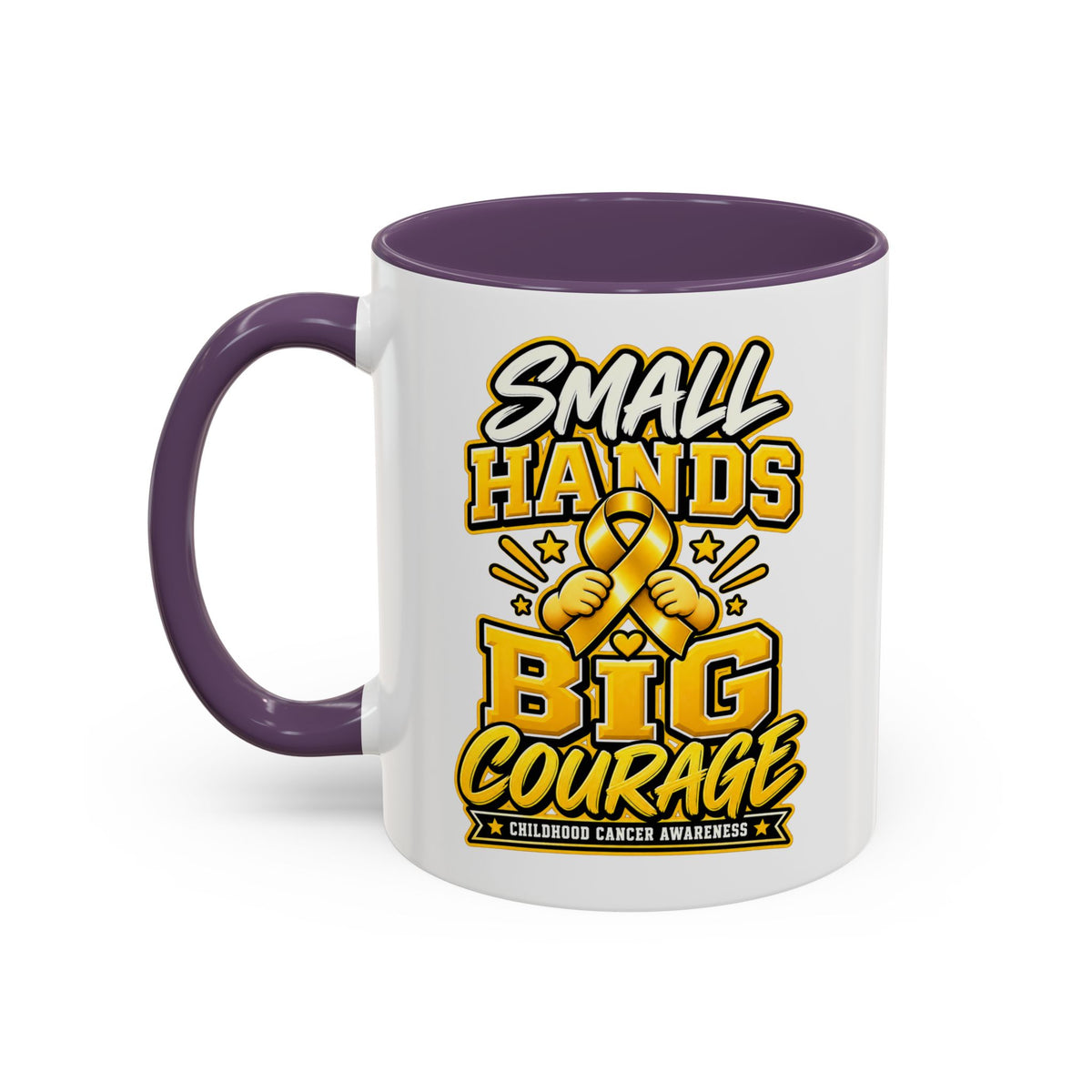 Coffee Mug - "Small Hands Big Courage" Childhood Cancer Awareness Accent Mug