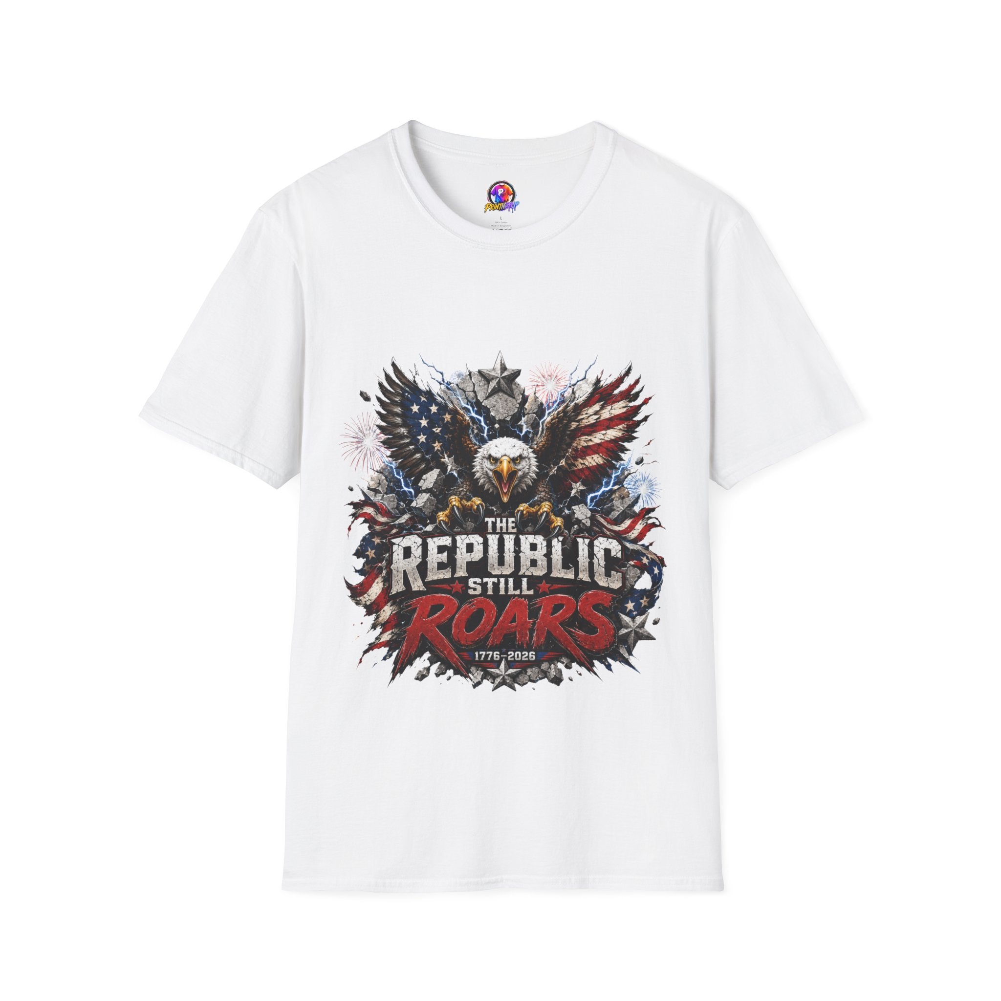 Patriotic Eagle T-Shirt — "The Republic Still Roars" | American Flag Graphic