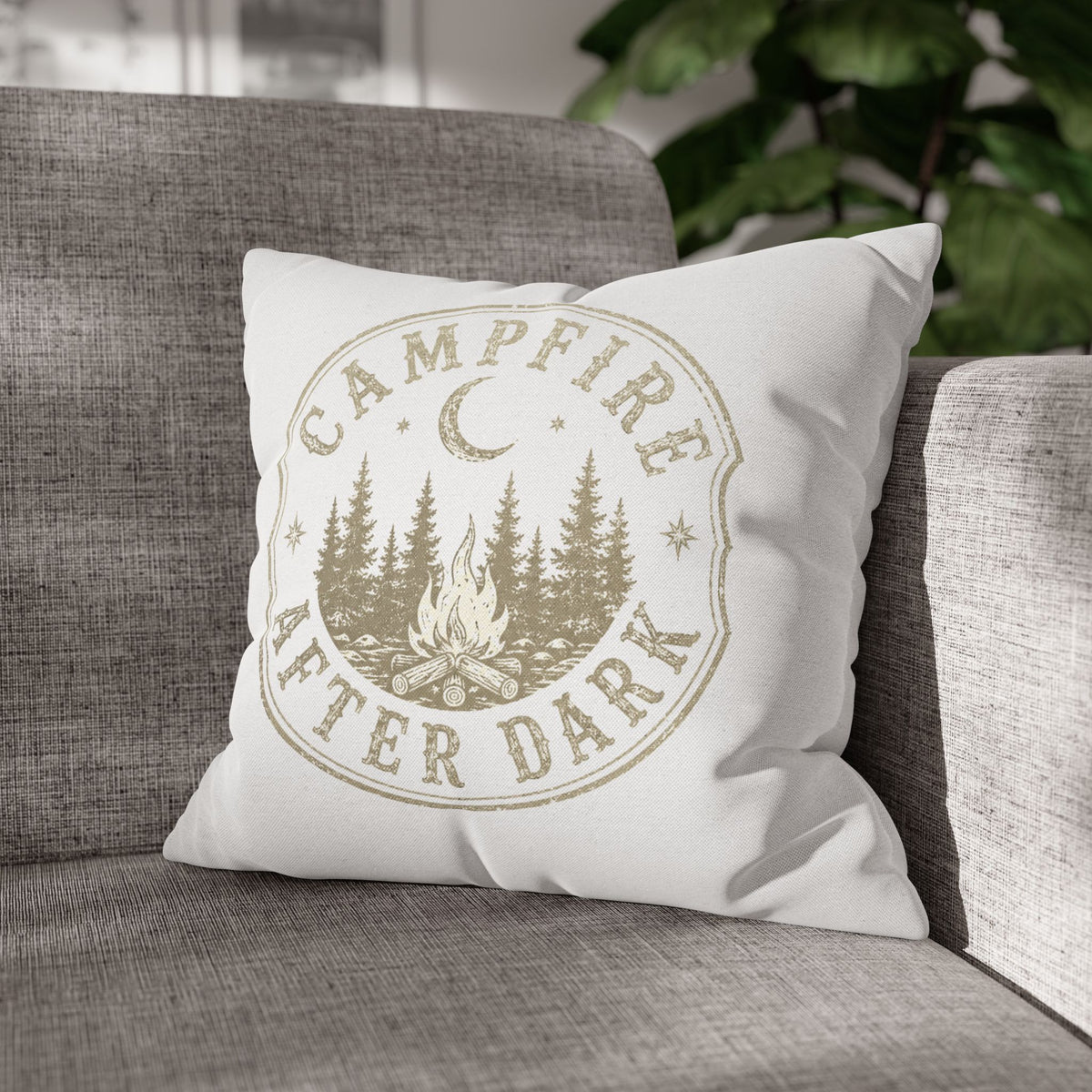 Campfire After Dark Decorative Pillowcase Milo Bailey Dog Dad Mom — Outdoor Rustic Woodland Accent