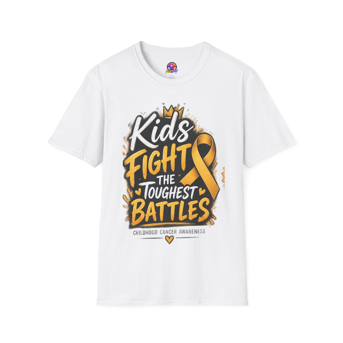Childhood Cancer Awareness T-Shirt — "Kids Fight the Toughest Battles" Gold Ribbon