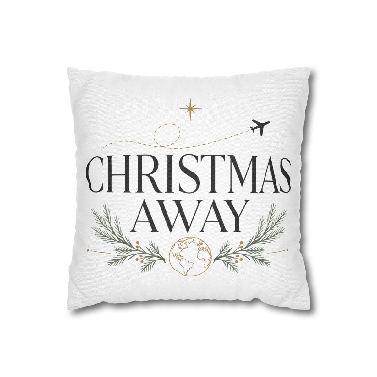 Christmas Away Square Pillowcase – Travel-Themed Holiday Decorative Pillow
