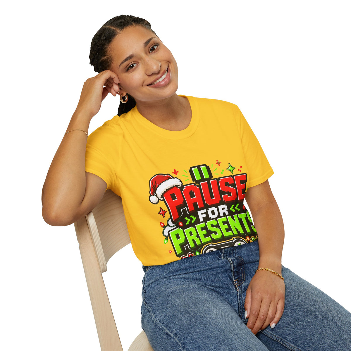 T-Shirt — "Pause for Presents" Christmas Gamer Tee