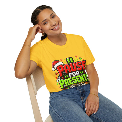T-Shirt — "Pause for Presents" Christmas Gamer Tee