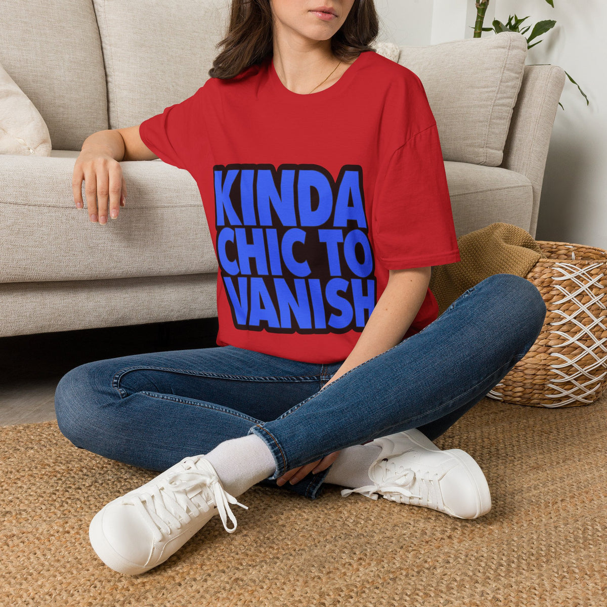 "Kinda Chic To Vanish" Bold Blue Typography Graphic Tee - Trending Now - September 2026