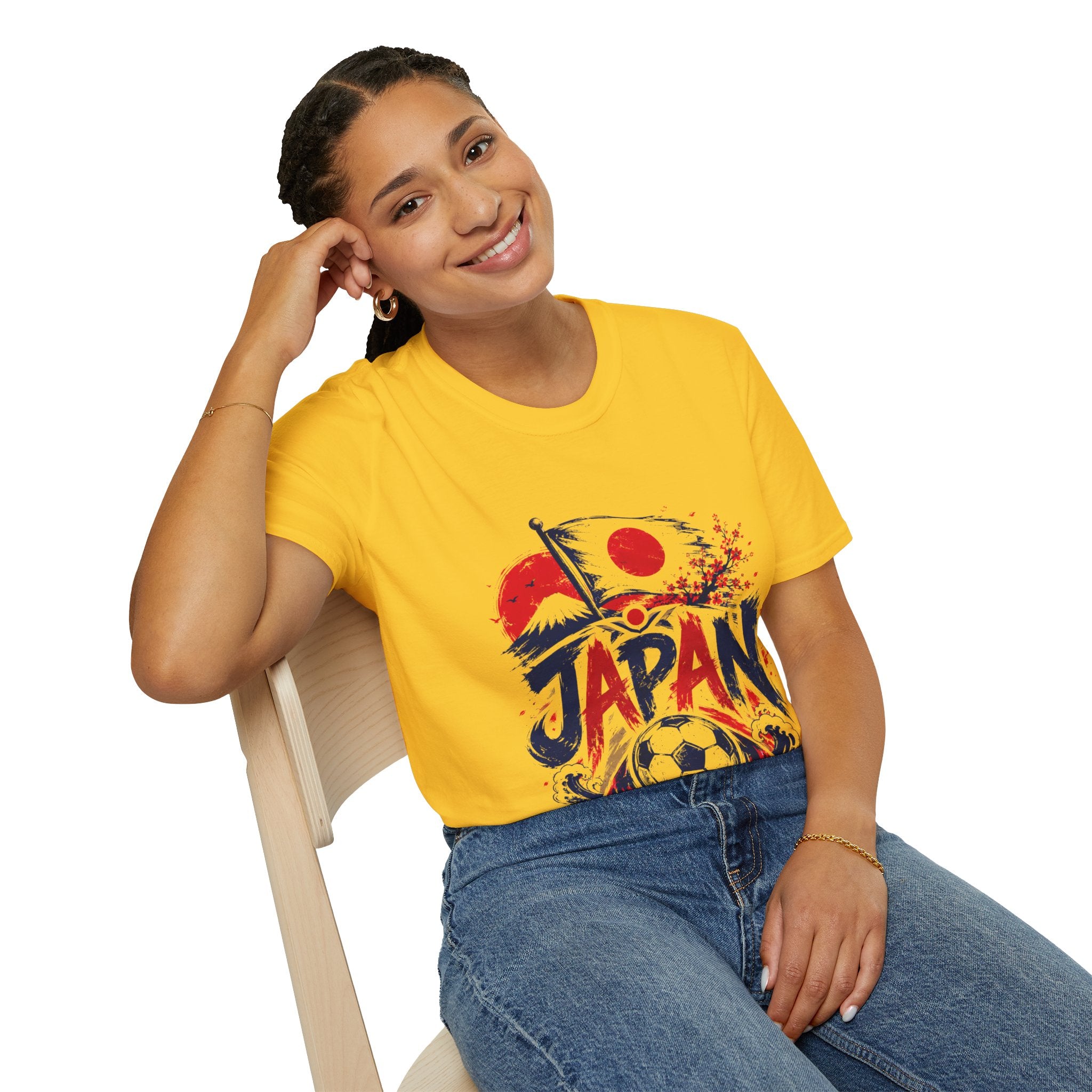 Japan Soccer T-Shirt — Japanese Flag & Cherry Blossom Football Graphic