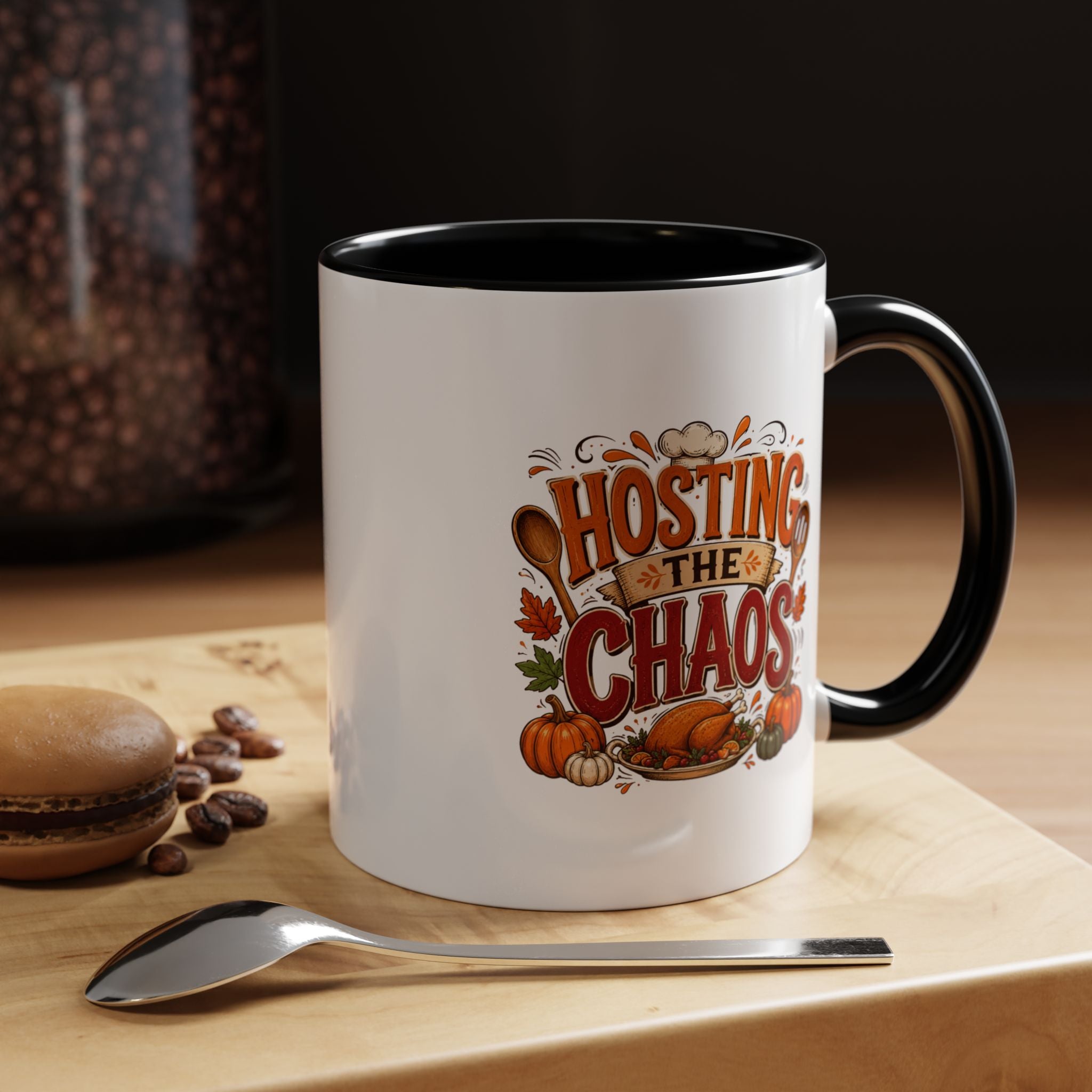 Thanksgiving Mug Hosting the Chaos Accent Coffee Mug — Thanksgiving Pumpkin Fall Kitchen Gift