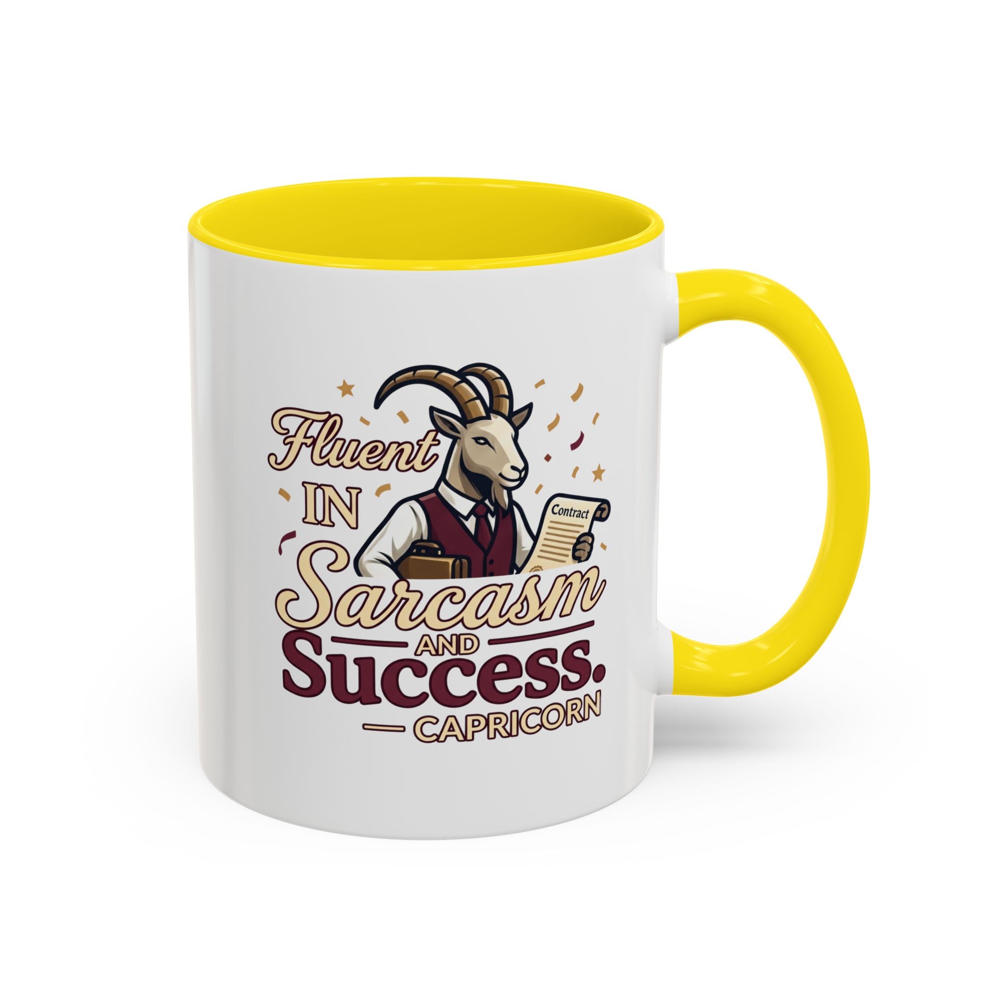 Capricorn Coffee Mug — "Fluent in Sarcasm and Success" Accent Mug