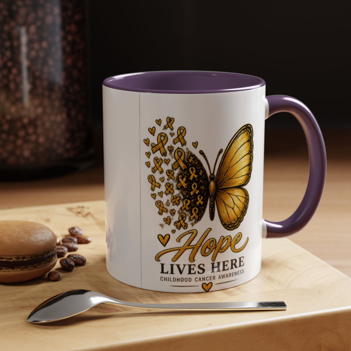 Hope Lives Here Childhood Cancer Awareness Accent Coffee Mug