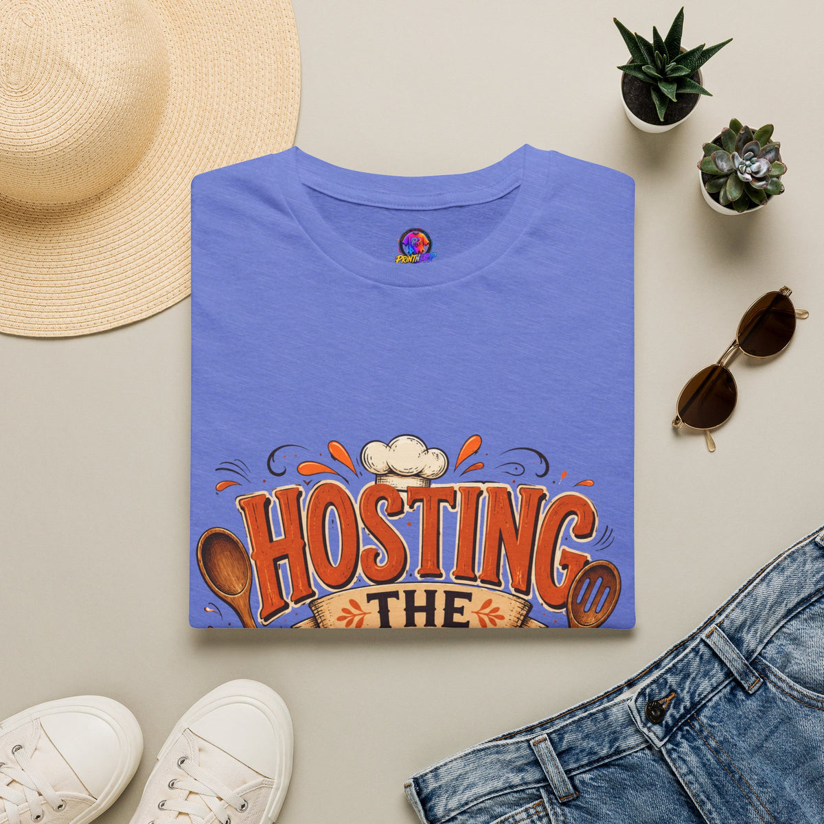 Thanksgiving T-Shirt Hosting the Chaos T-Shirt — Funny Thanksgiving Cooking Shirt for Hosts