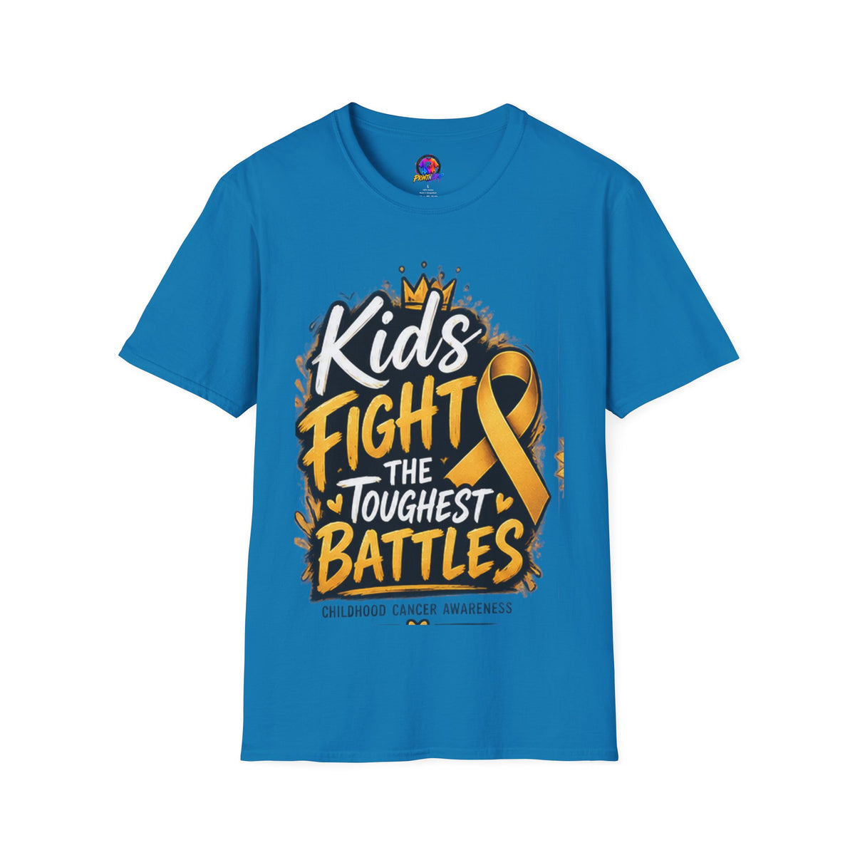 Children's Cancer Awareness T-Shirt — "Kids Fight The Toughest Battles" Gold Ribbon