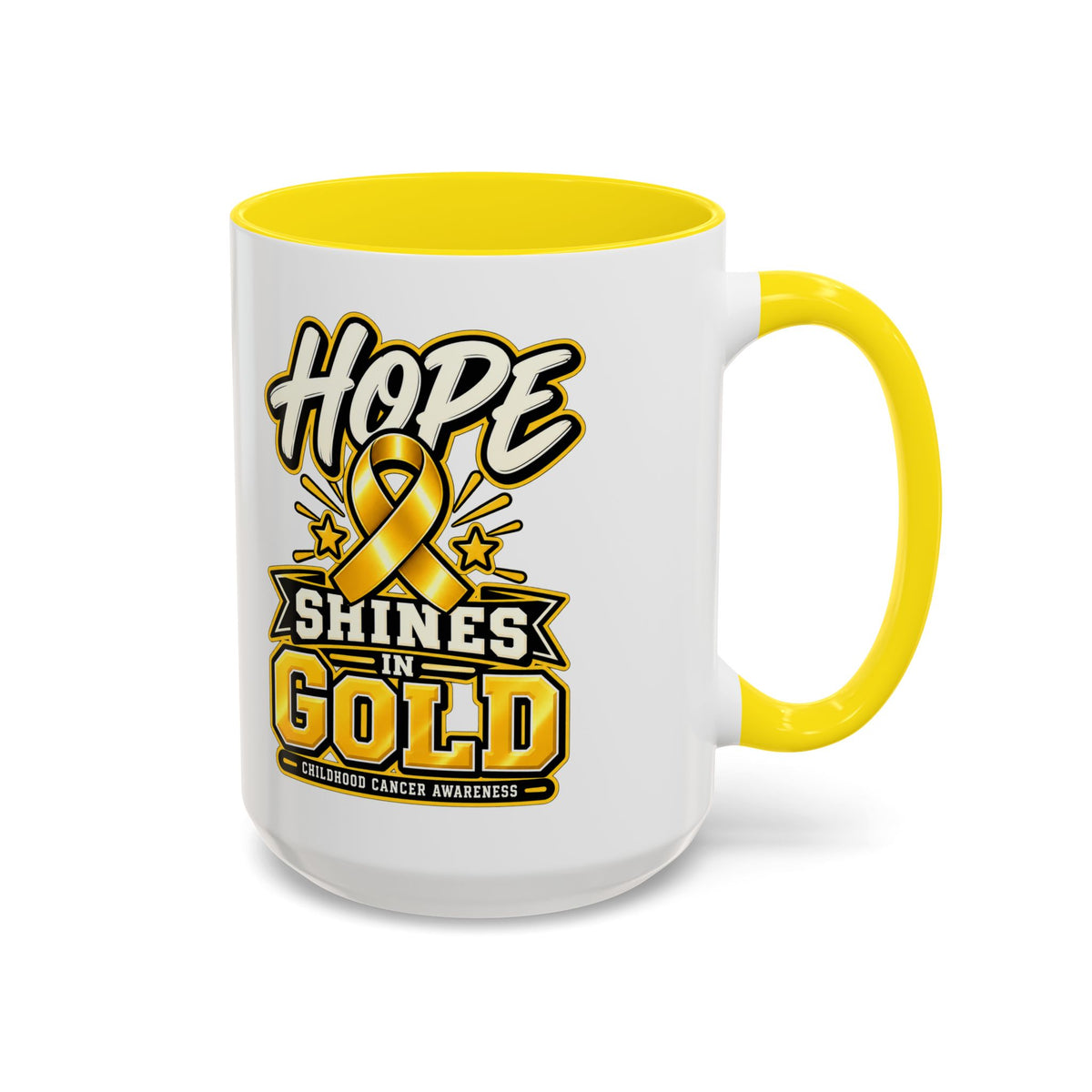Hope Shines in Gold Coffee Mug — Childhood Cancer Awareness Accent Mug