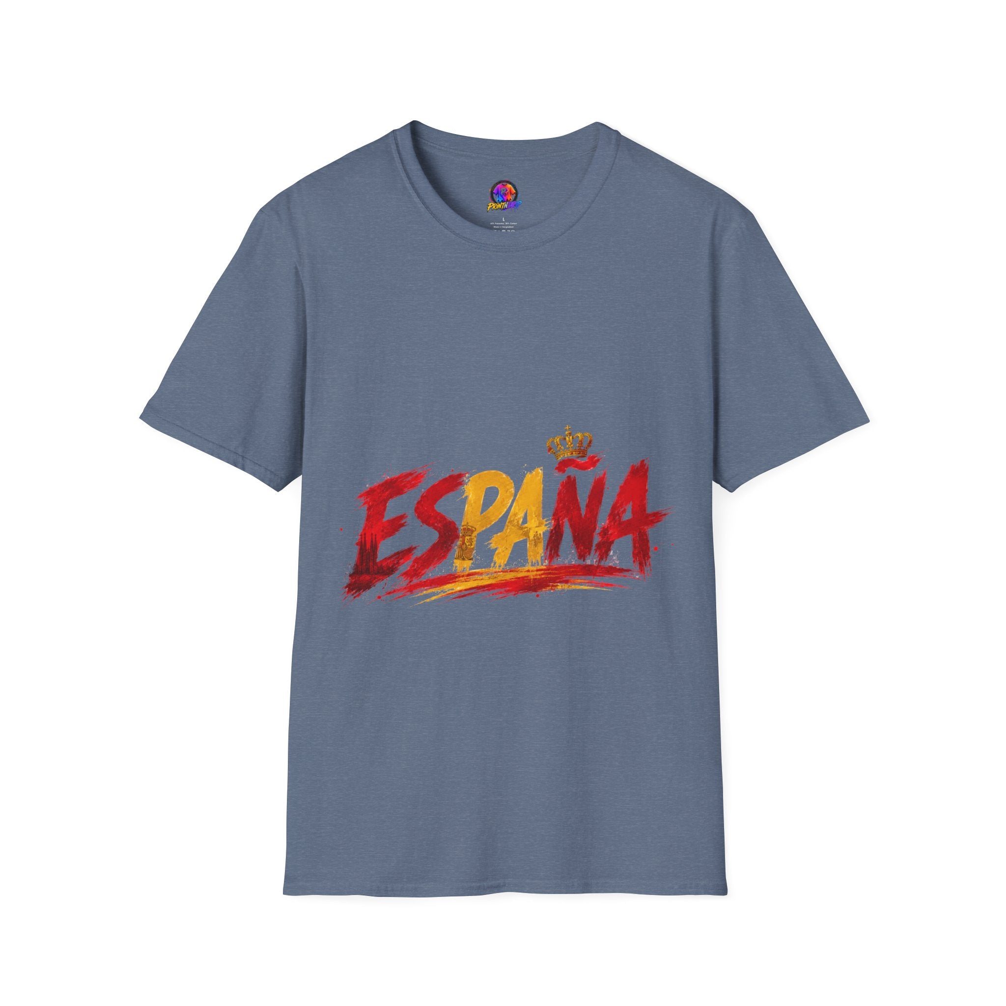 Spain  Graphic T-Shirt — Spanish Flag Brushstroke Design with Crown