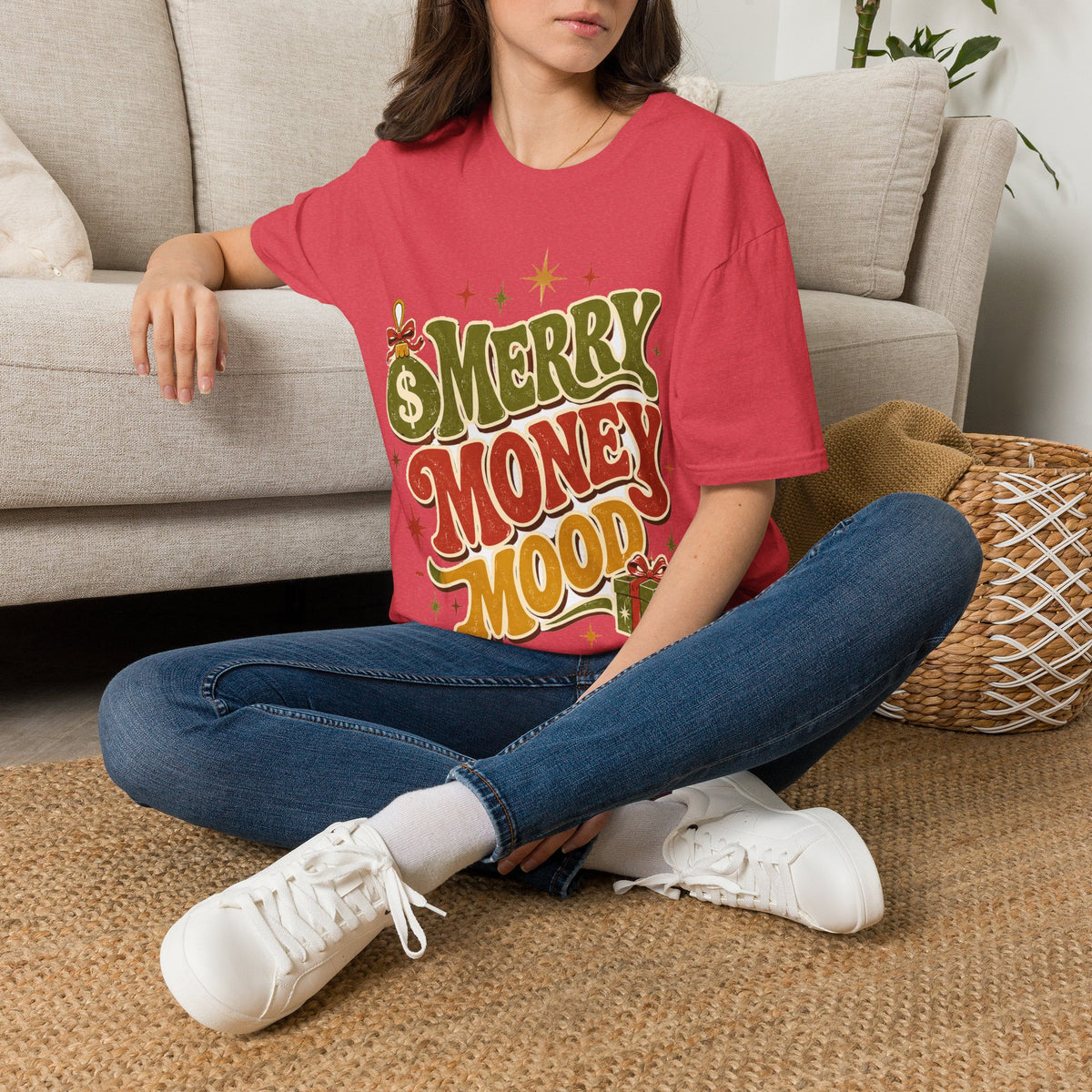 Merry Money Mood T‑Shirt — Retro Holiday Graphic Tee