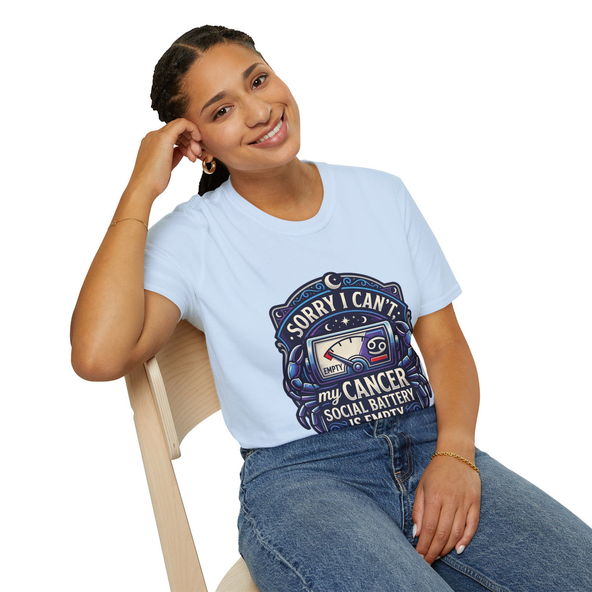 Cancer Support T-Shirt — "Sorry I Can't, My Cancer Social Battery Is Empty"