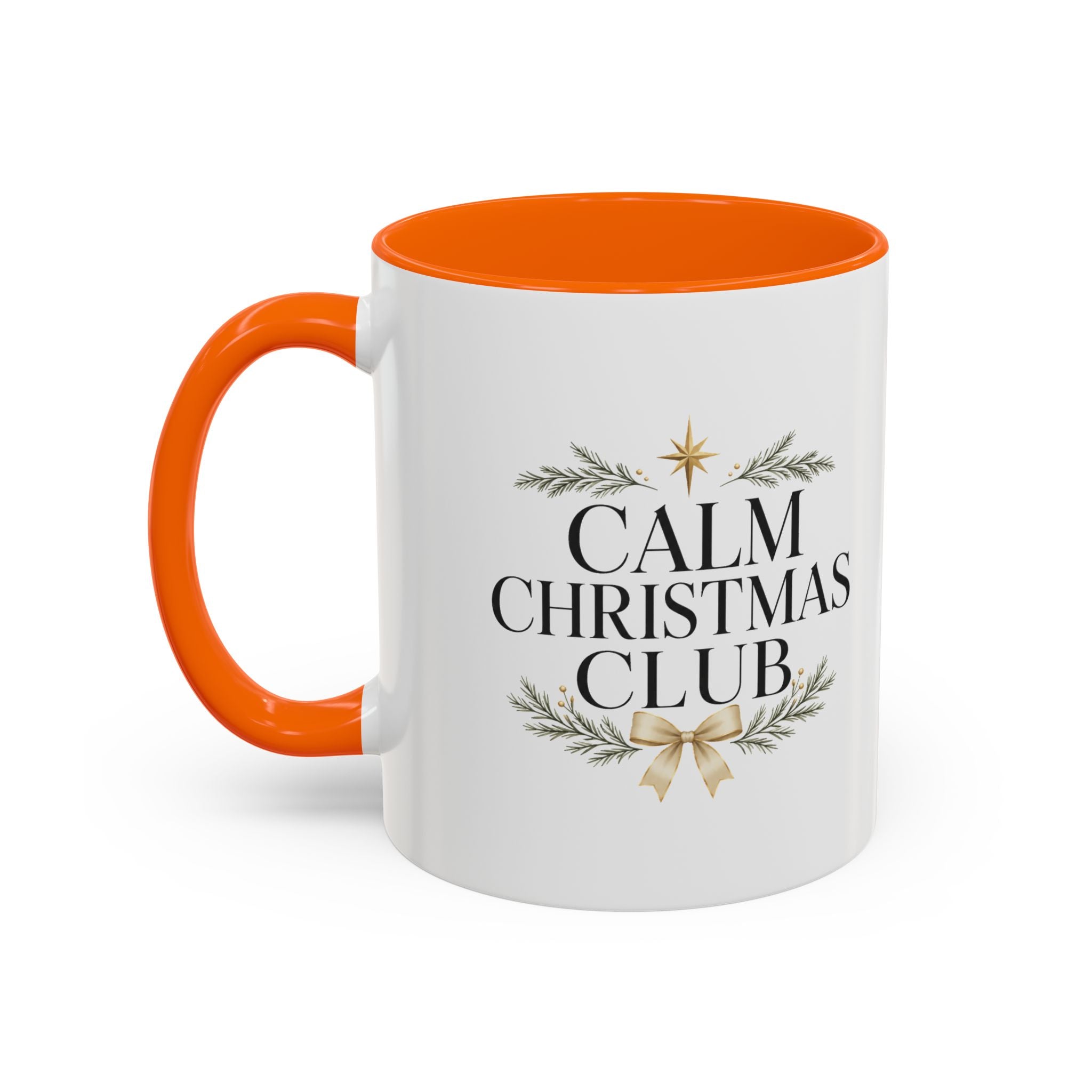 Christmas Calm Christmas Club Accent Coffee Mug — Holiday Floral Wreath