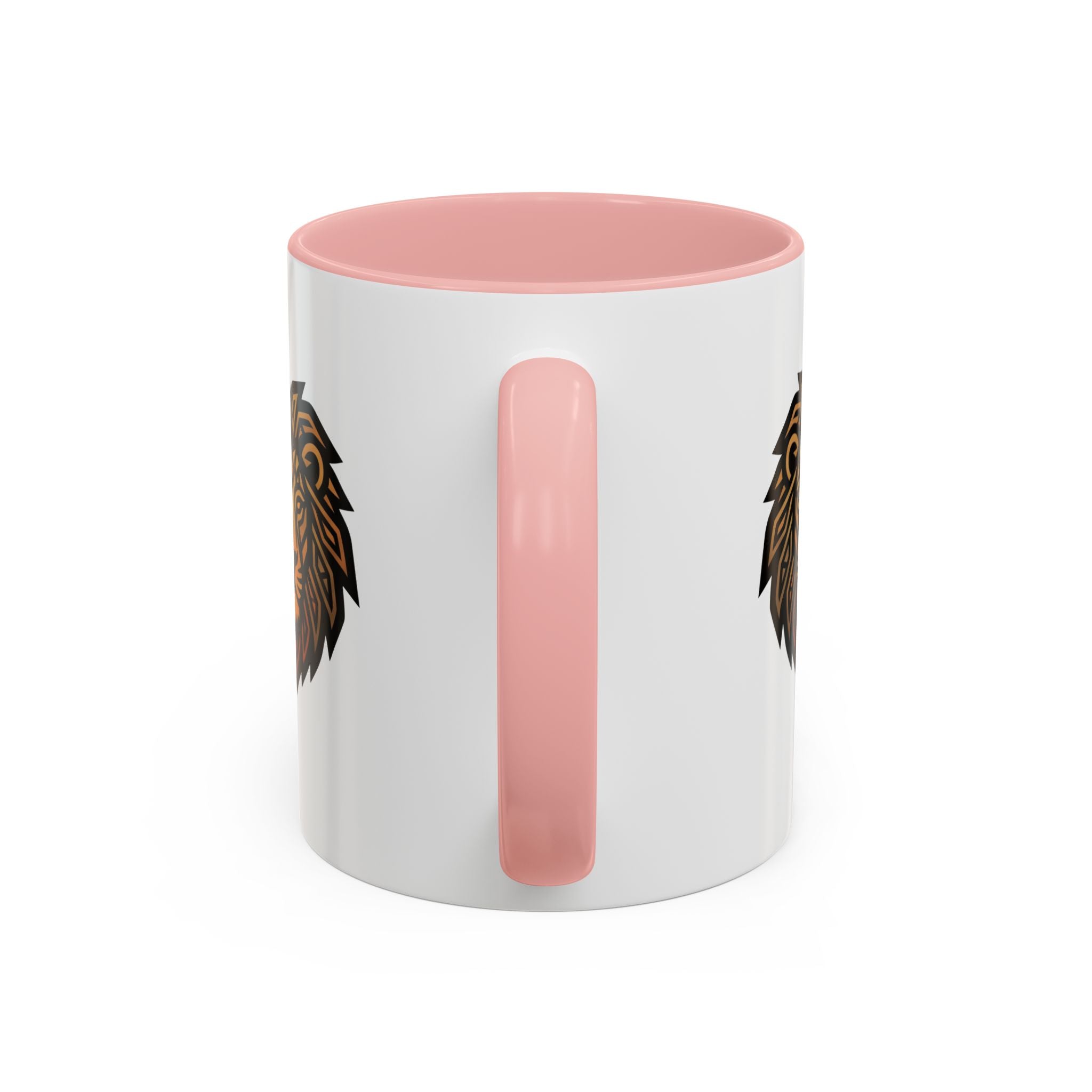 Lion Head Accent Coffee Mug — Bold Geometric Mane Design