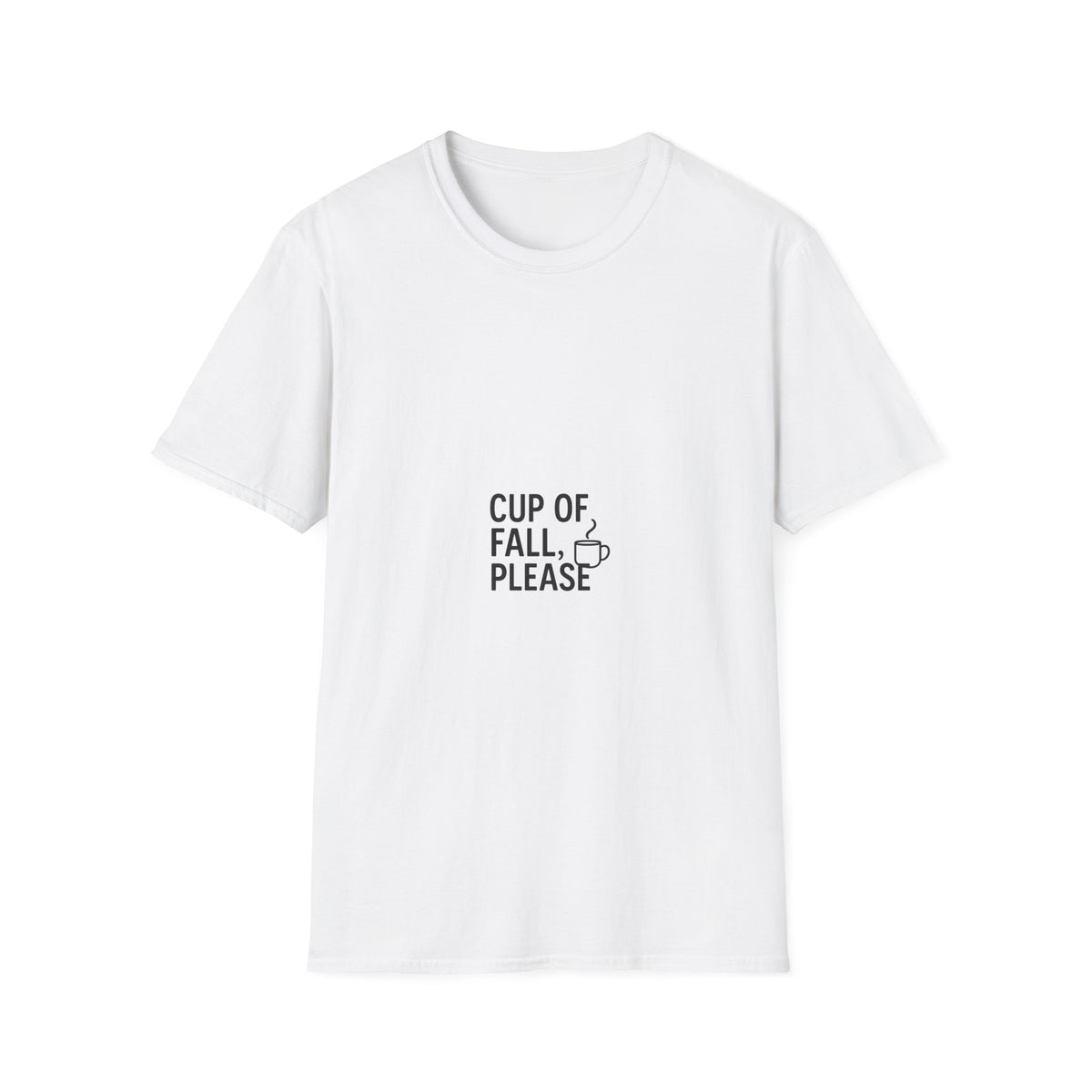"Cup Of Fall Please" Minimalist Coffee Graphic Tee - Cozy Autumn Quote White T-Shirt - Trending Now - September 2026