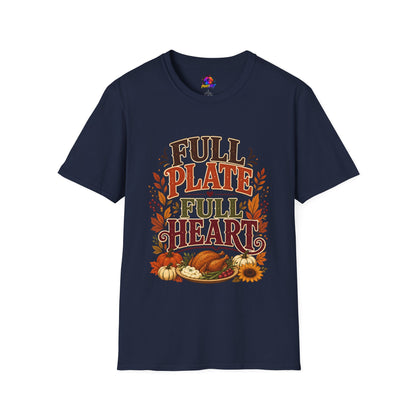 Thanksgiving T-Shirt - "Full Plate Full Heart" Fall Harvest Tee