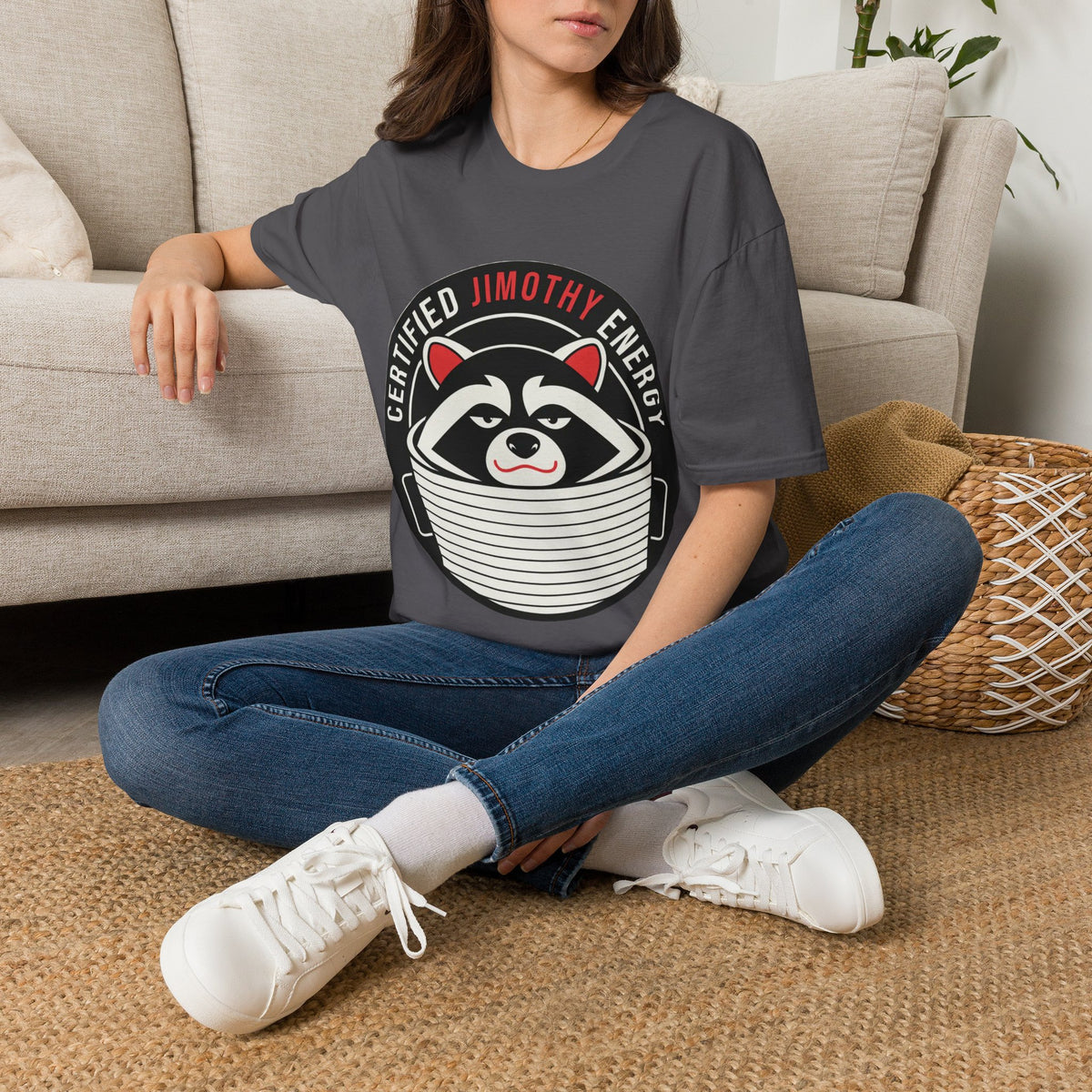 Jimothy Energy T-Shirt — Certified Raccoon Graphic Tee - Trending Now - August 2026
