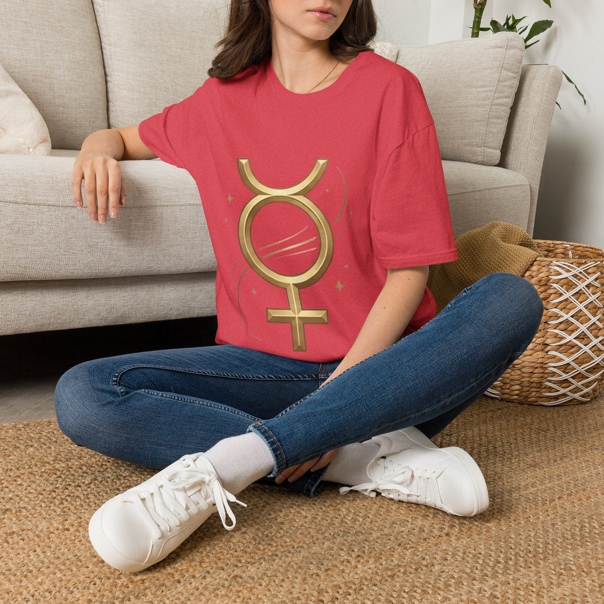 Virgo Zodiac  Mercury Astrology T-Shirt — Gold  Symbol Zodiac Tee