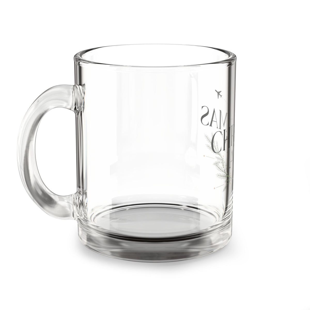 Christmas Glass Mug — "Christmas Away" Travel Holiday Coffee Cup (10 oz)