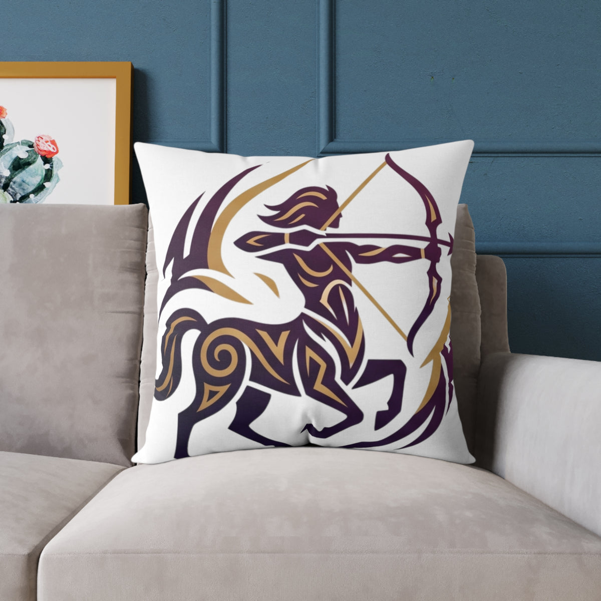Sagittarius Zodiac Archer Square Poly Canvas Pillow
