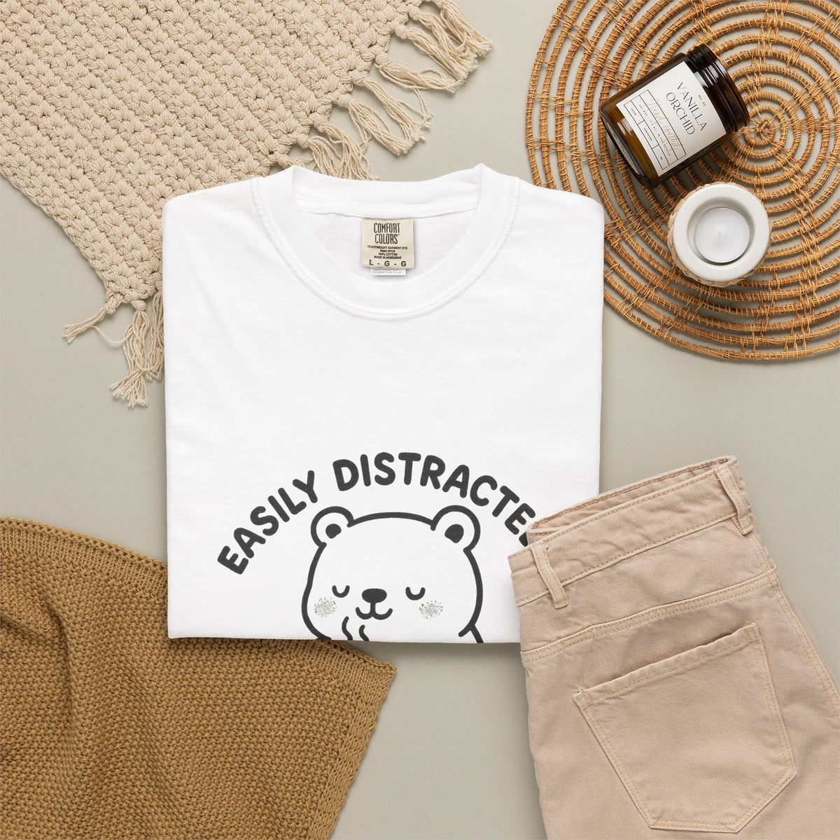Hot Cocoa Bear T-Shirt — "Easily Distracted" Cute Winter Graphic Tee - Trending Now - October 2026