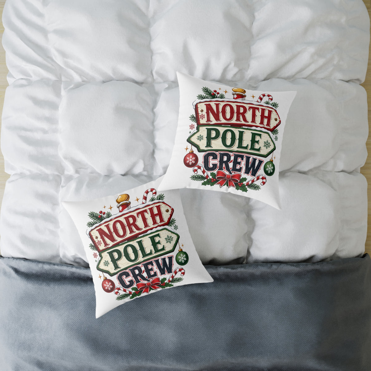 Christmas North Pole Crew Pillow - Christmas Holiday Decorative Throw Pillow