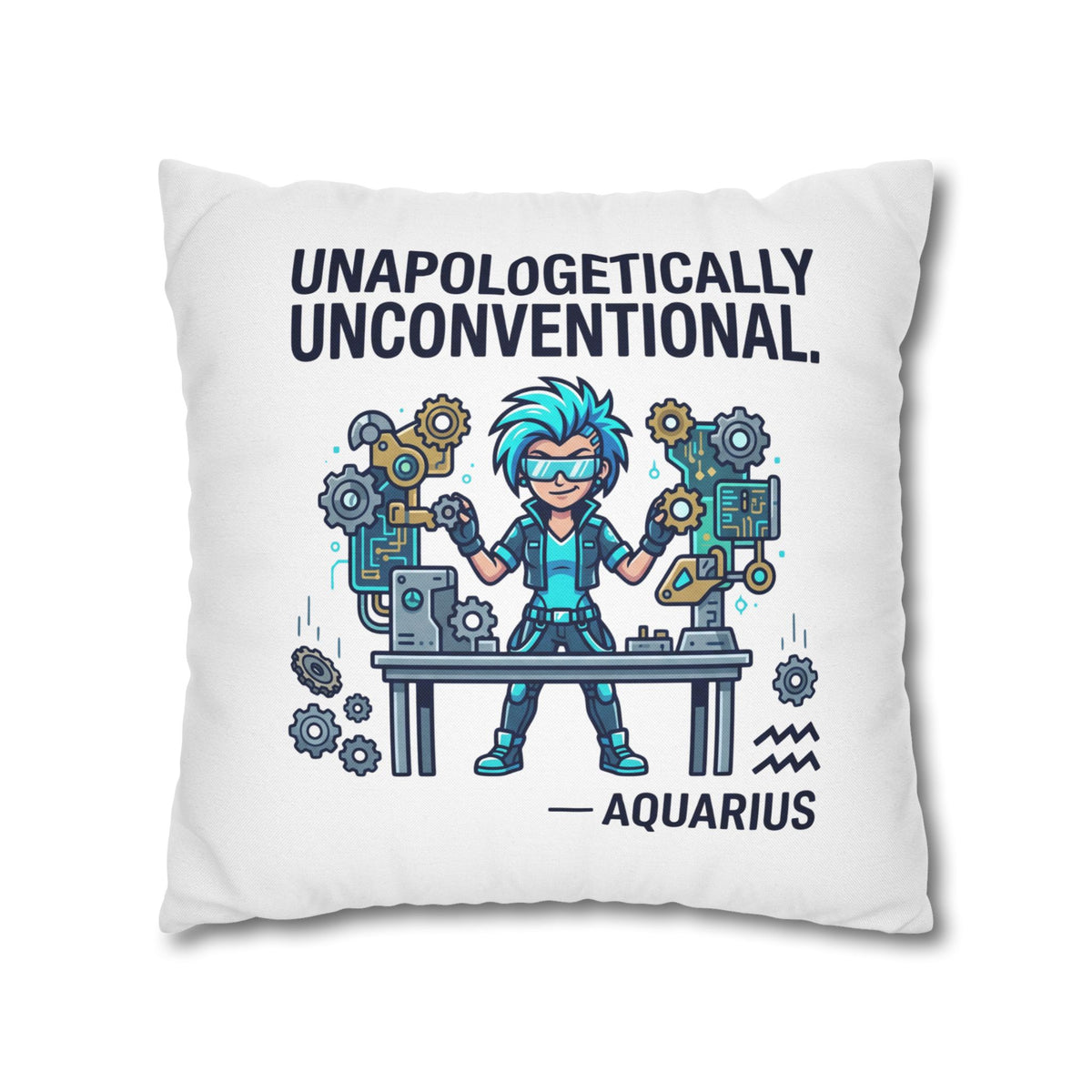 Aquarius Zodiac Spun Polyester Square Pillowcase