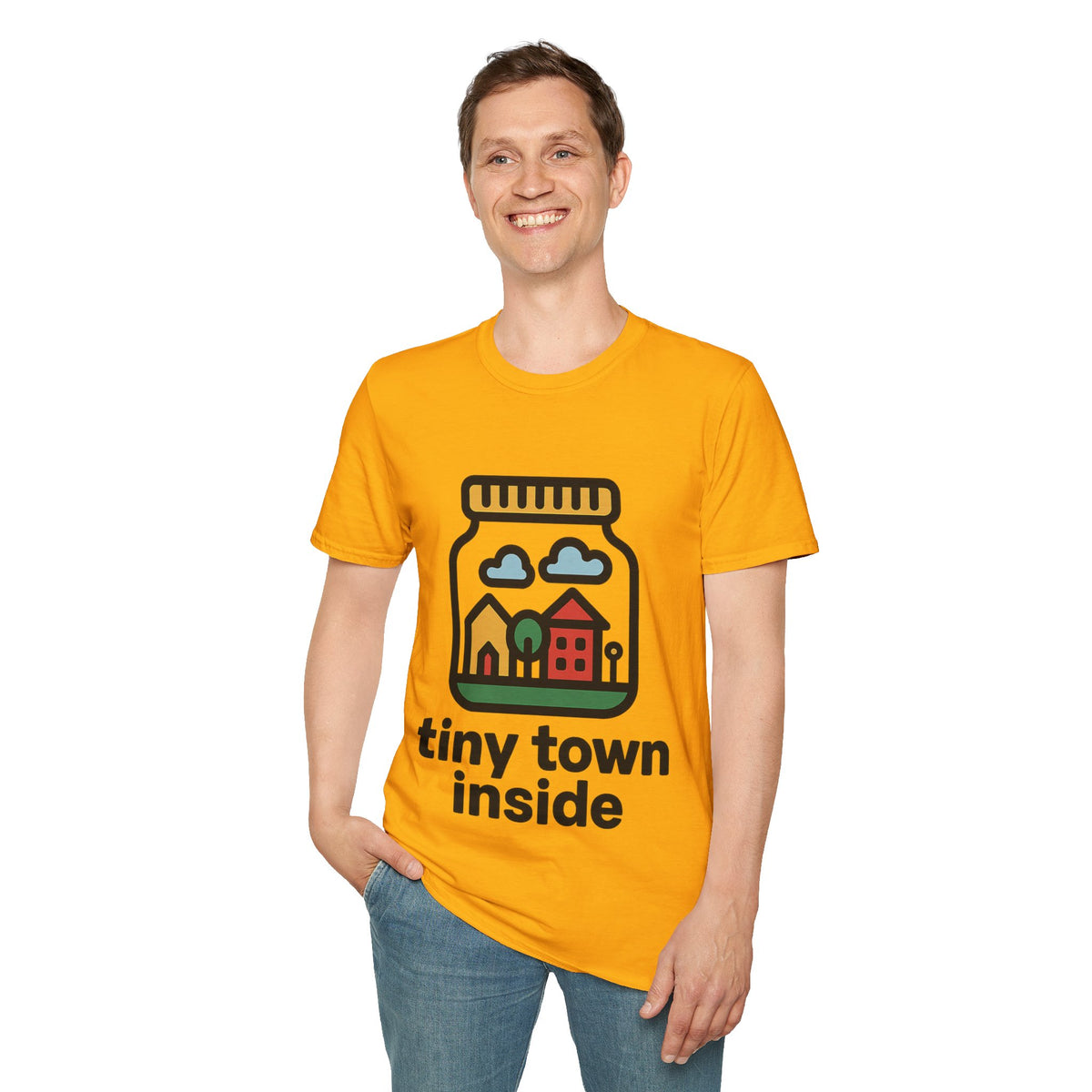 "Tiny Town Inside" Cute Mason Jar Graphic Tee - Aesthetic Miniature Village White T-Shirt - Trending Now - September 2026