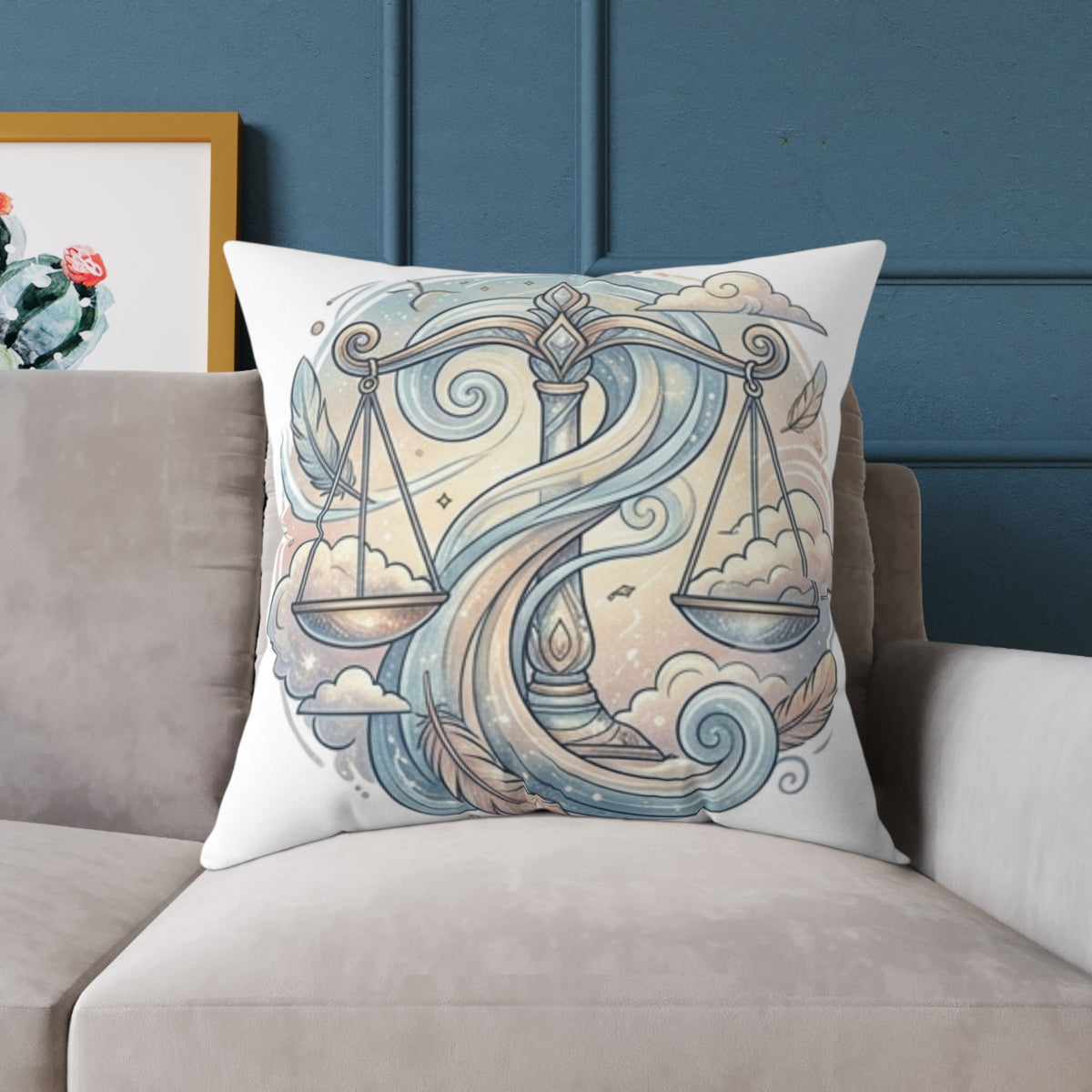 Libra Balance Zodiac Square Poly Canvas Pillow