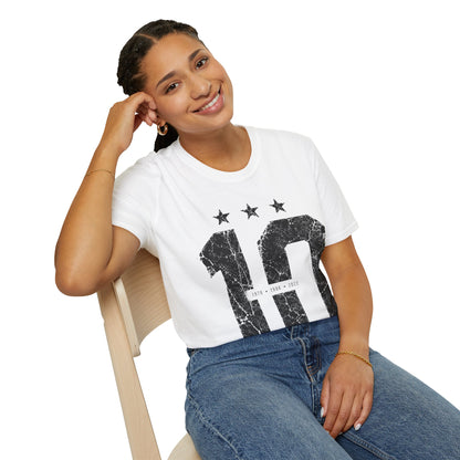 Vintage Argentina Worldcup winning No. 10 Jersey T-Shirt — Distressed Number Tee with Three Stars