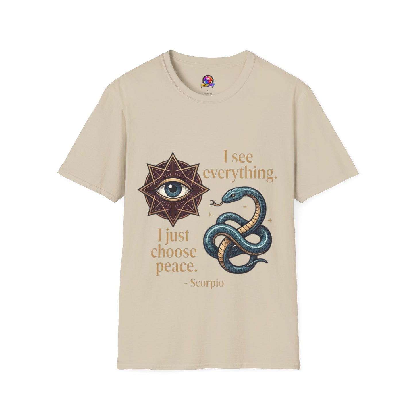 Scorpio “I See Everything” Zodiac T‑Shirt — Astrological Snake & All‑Seeing Eye Design