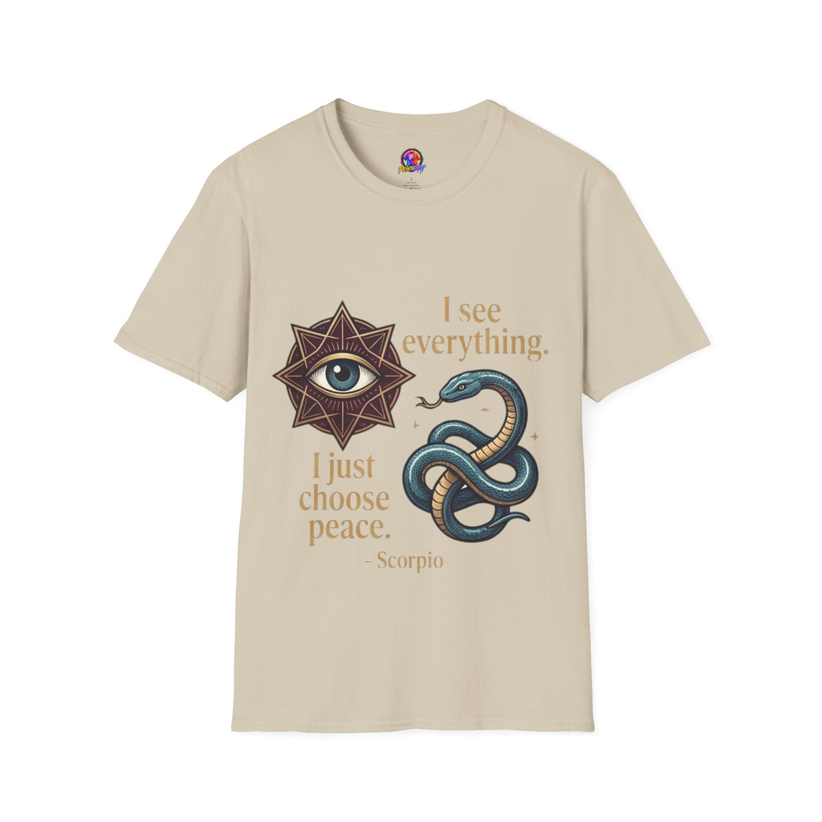 Scorpio “I See Everything” Zodiac T‑Shirt — Astrological Snake & All‑Seeing Eye Design