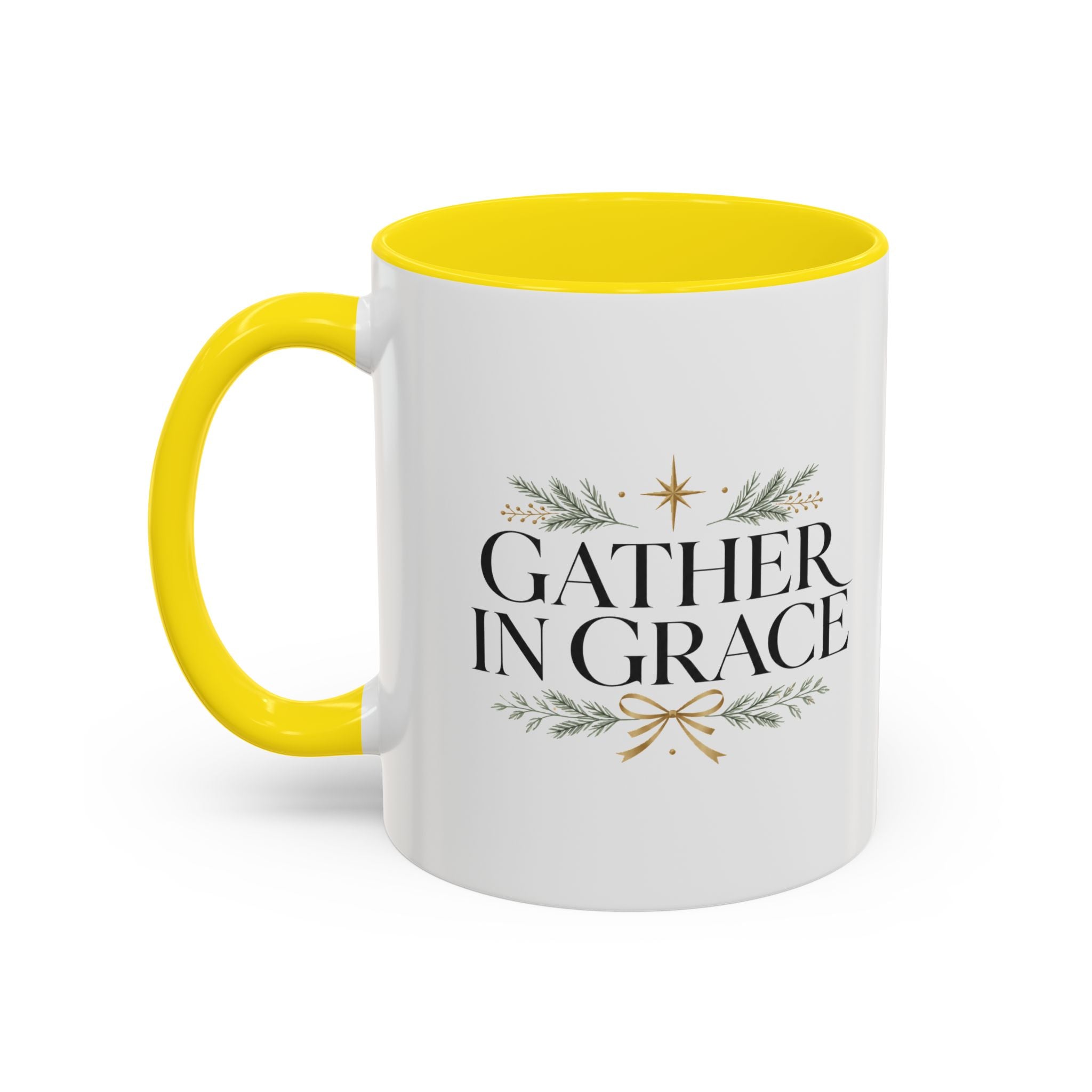 Christmas Gather in Grace Coffee Mug — Inspirational Holiday Accent Mug