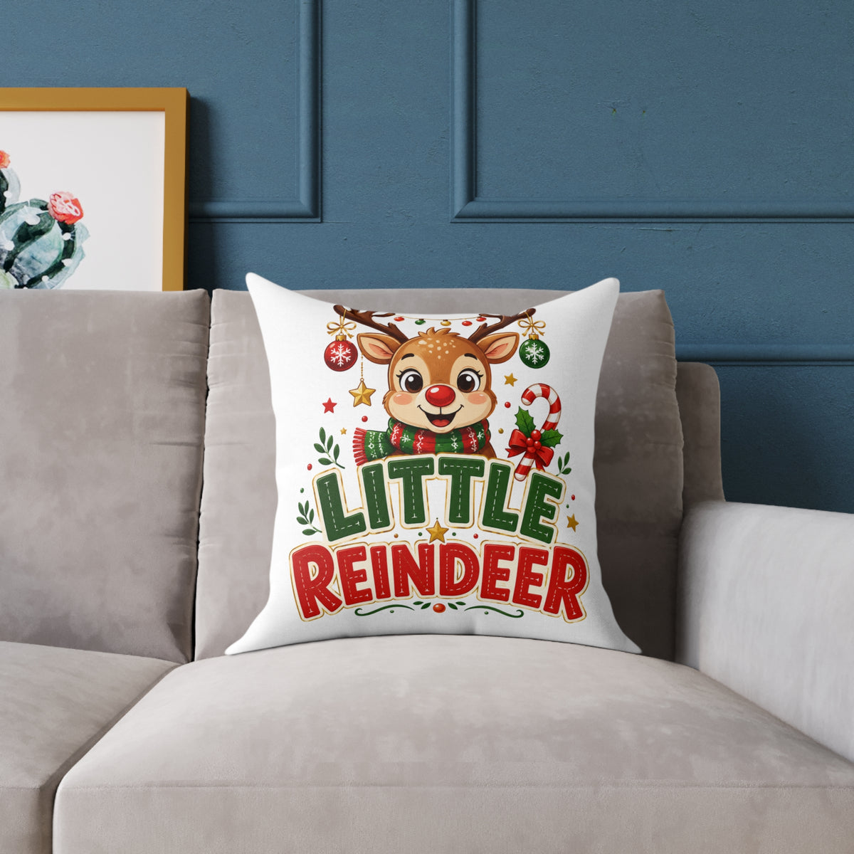 Little Reindeer Christmas Throw Pillow - Cute Kids Holiday Decor